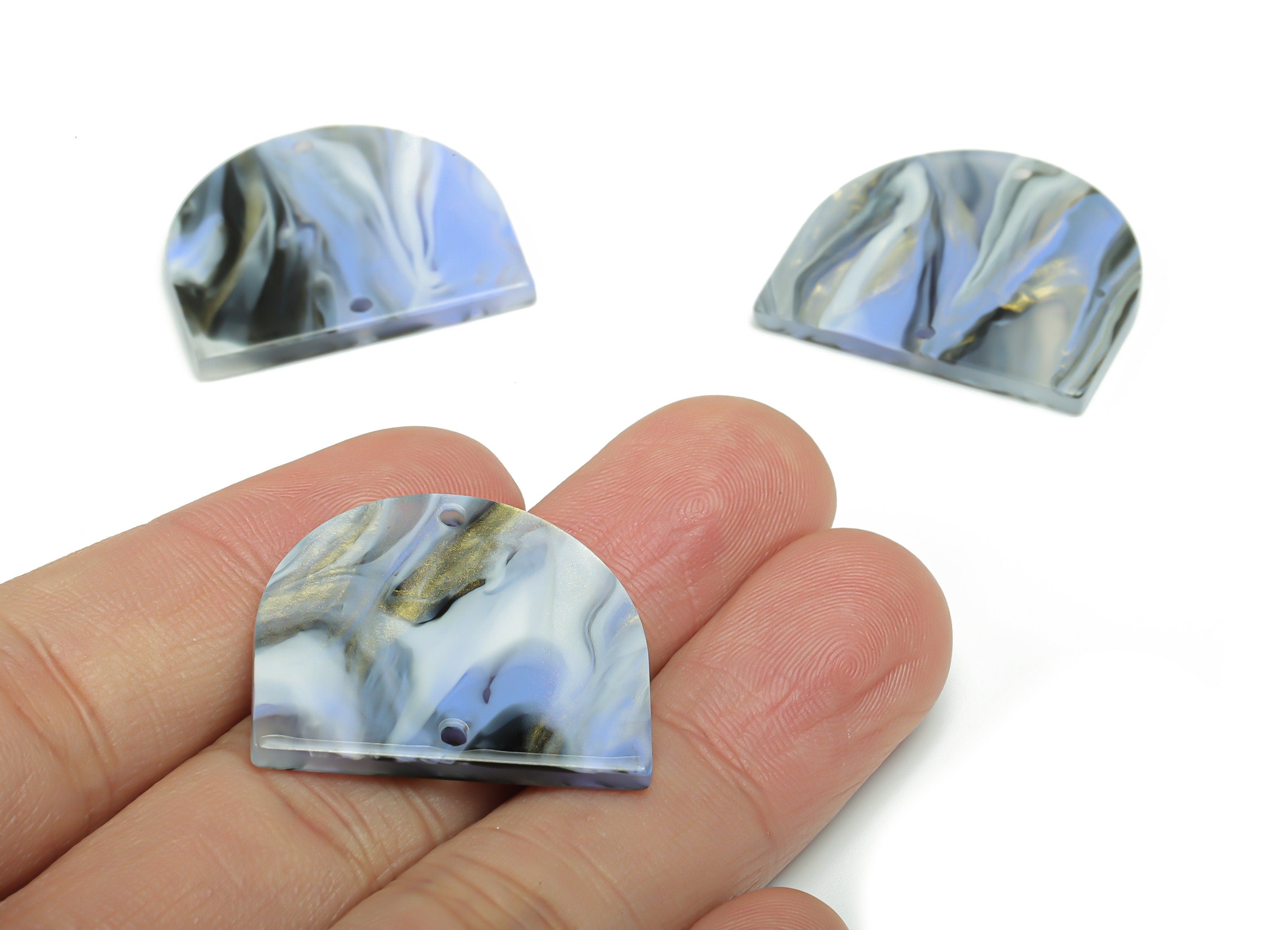 Acrylic Domed Earring Connector - Acrylic D Charms and Pendant - 2 Holes - Jewelry Supplies - Color Code:A779 - 27.71x24x2.4mm - AC1323-A779 - DOMEDBAZAAR