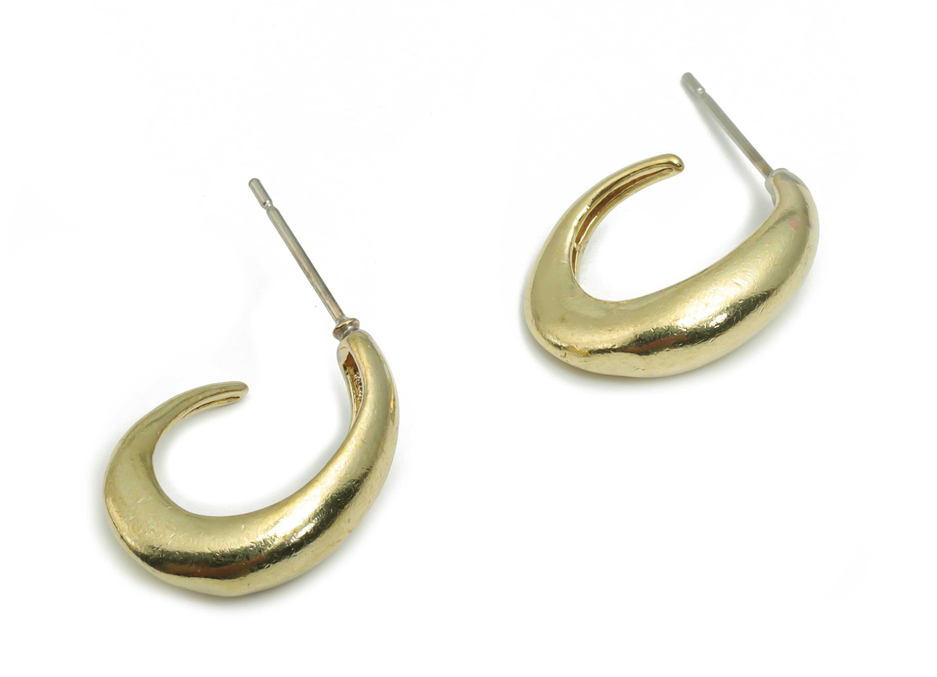 Brass C Earring Stud - Raw Brass C Post - Open Hoop Stud - 316 Surgical Stainless Steel Stud - Earring Findings - 18.85x14.4x4.97mm - PP5095 - DOMEDBAZAAR