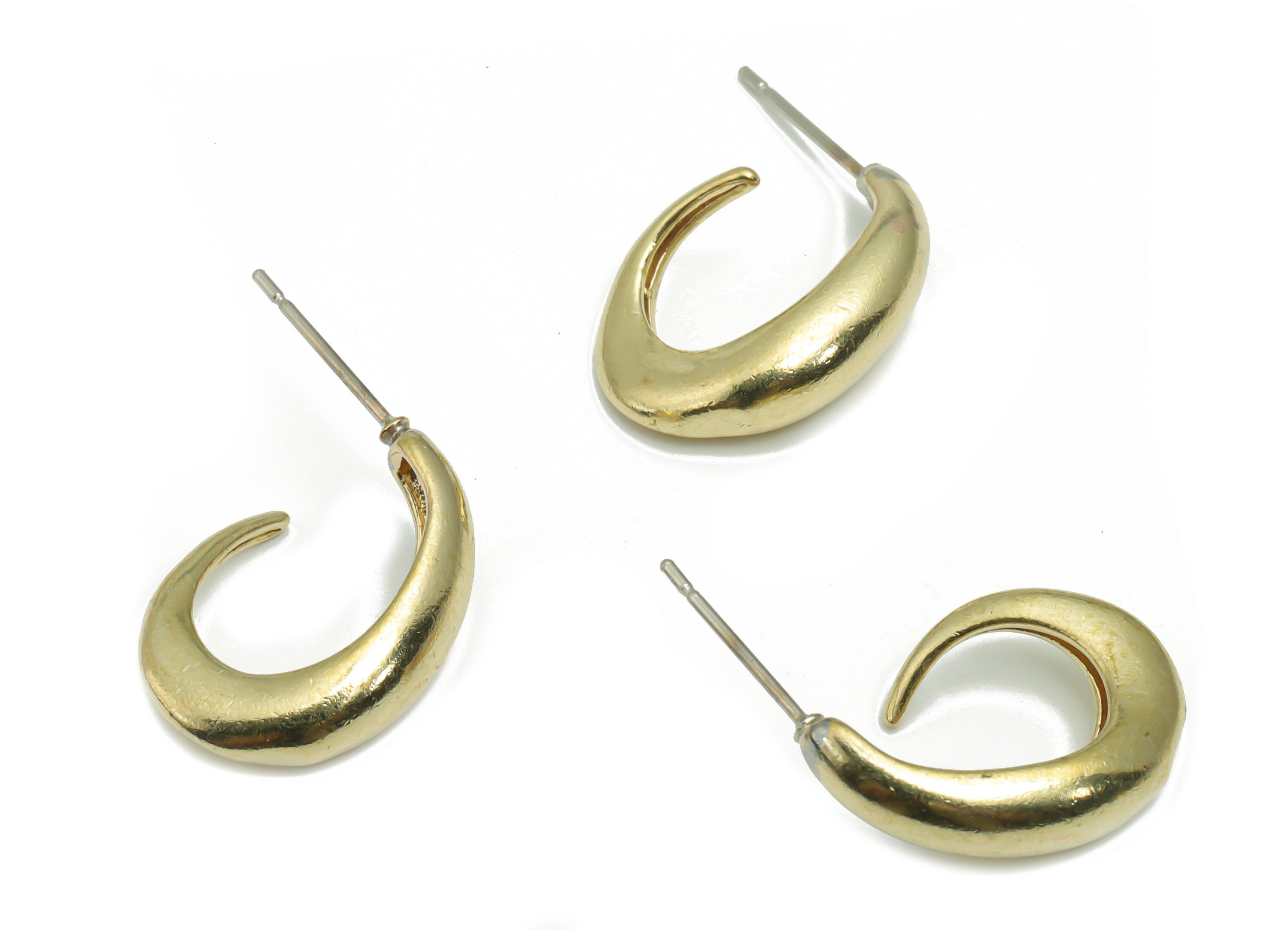 Brass C Earring Stud - Raw Brass C Post - Open Hoop Stud - 316 Surgical Stainless Steel Stud - Earring Findings - 18.85x14.4x4.97mm - PP5095 - DOMEDBAZAAR