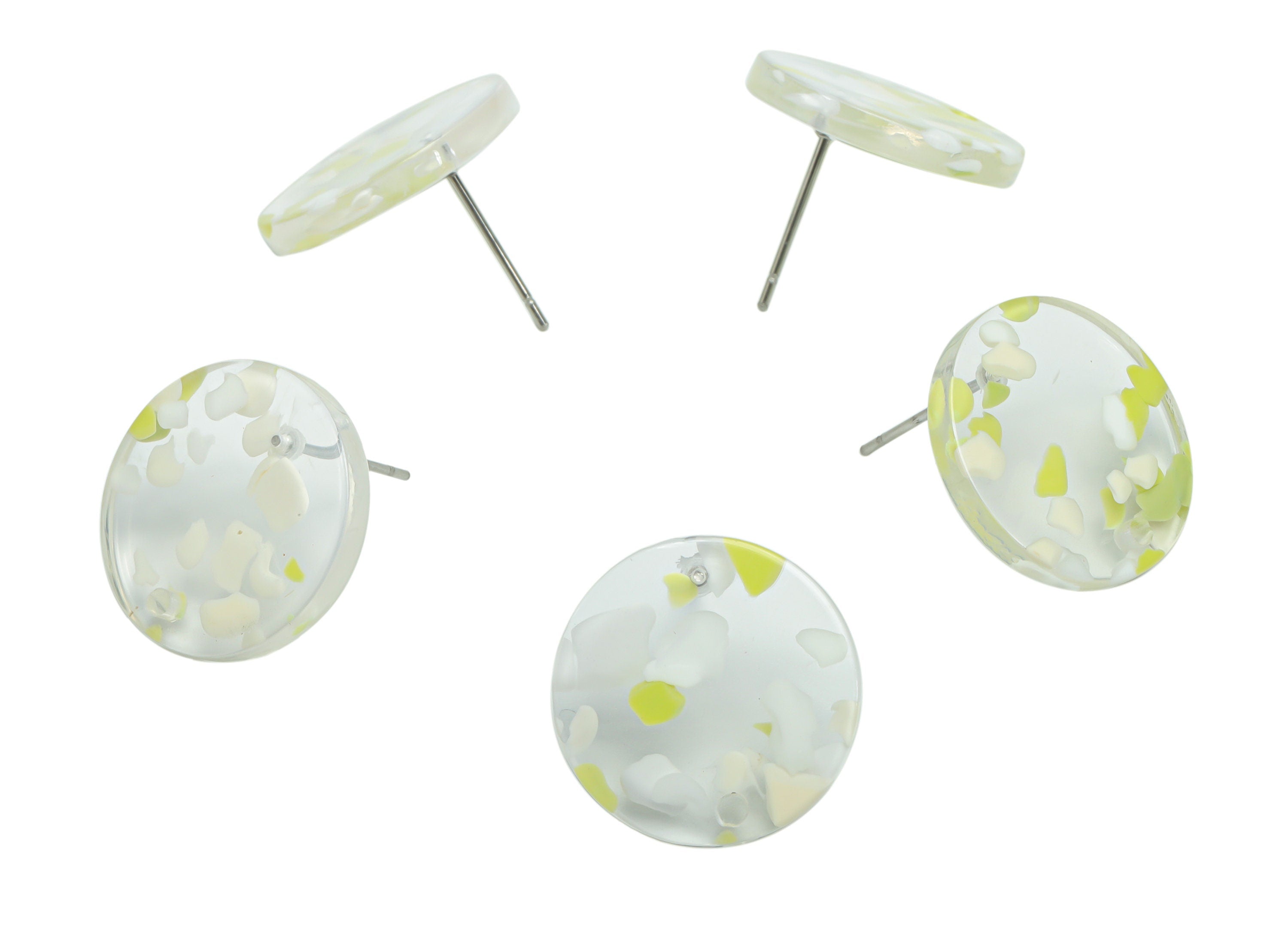 Acrylic Round Earring Stud – Acrylic Circle Post - 316 Surgical Stainless Steel Stud - Color Code: A824 - 17.78x17.75x2.61mm - AC2449-A824 - DOMEDBAZAAR