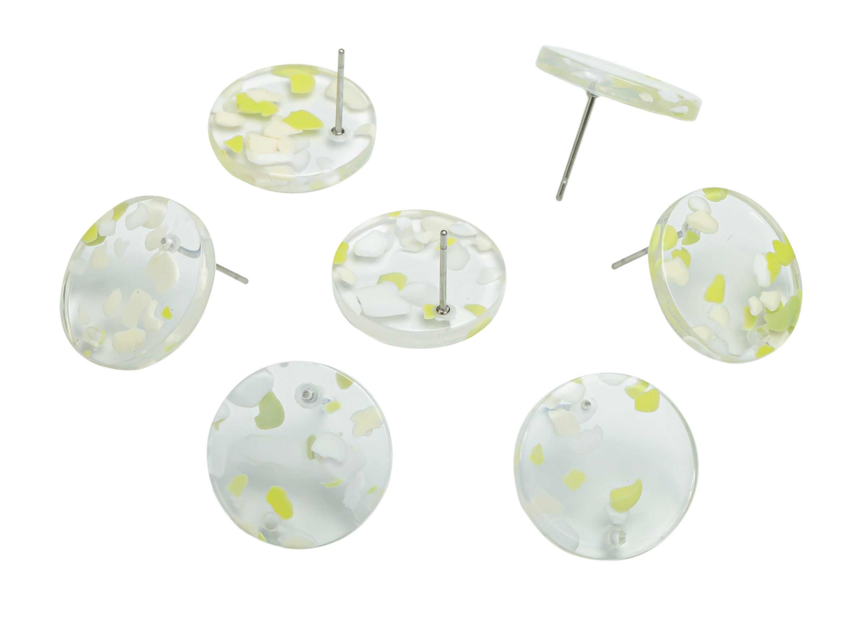 Acrylic Round Earring Stud – Acrylic Circle Post - 316 Surgical Stainless Steel Stud - Color Code: A824 - 17.78x17.75x2.61mm - AC2449-A824 - DOMEDBAZAAR