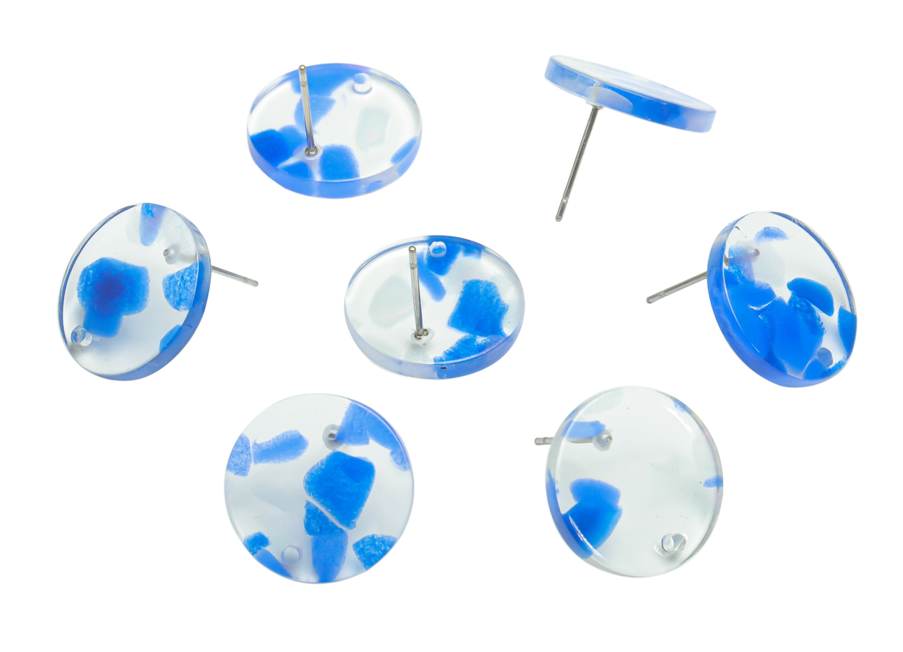 Acrylic Round Earring Stud – Acrylic Circle Post - 316 Surgical Stainless Steel Stud - Color Code: A827 - 16.79x16.66x2.54mm - AC2451-A827 - DOMEDBAZAAR