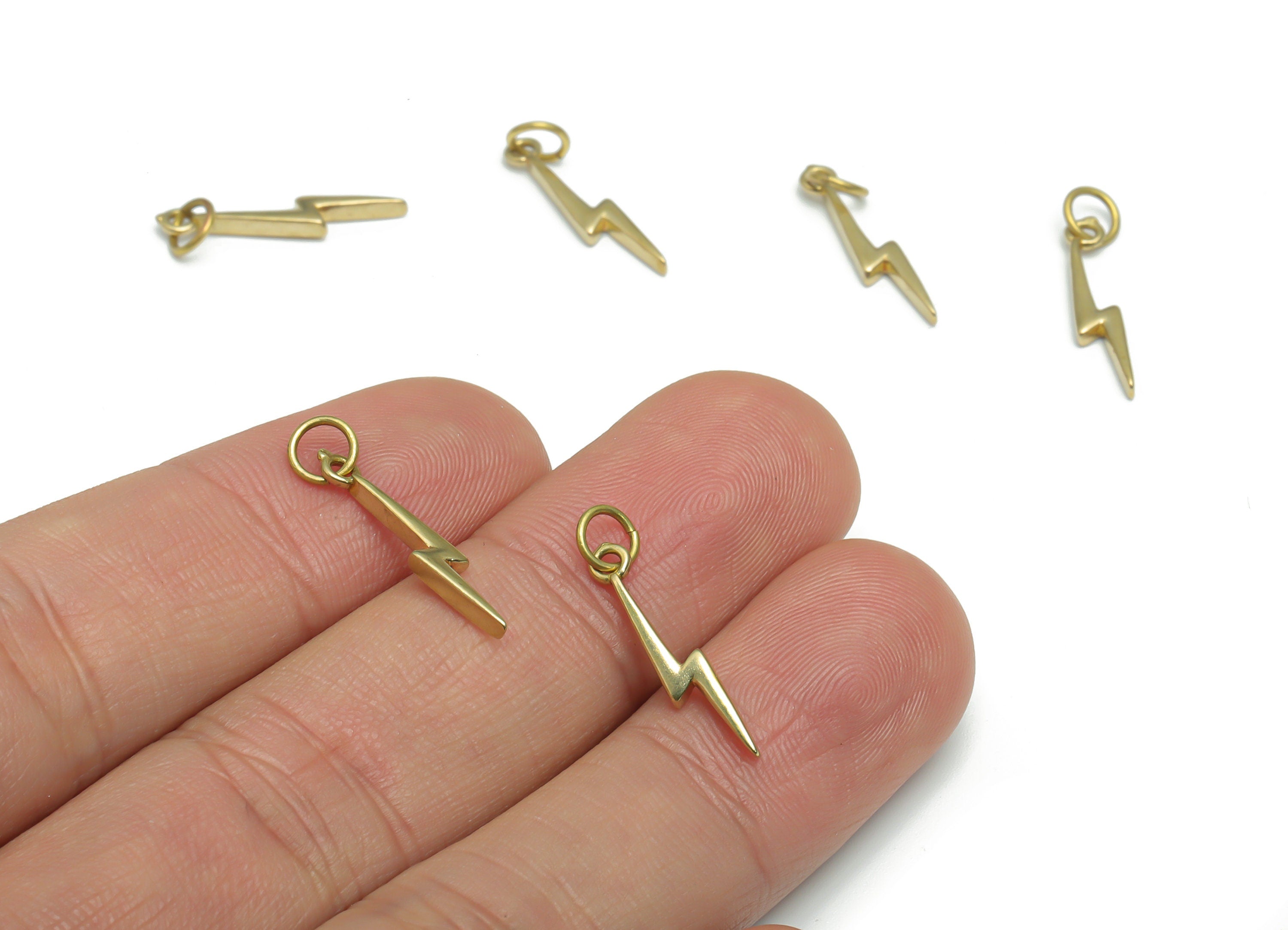 Brass Lightning Flash Earring Charms - Raw Brass Lightning Pendant - Jewelry Making Supplies - 21.39x3.65x1.71mm - PP5154 - DOMEDBAZAAR