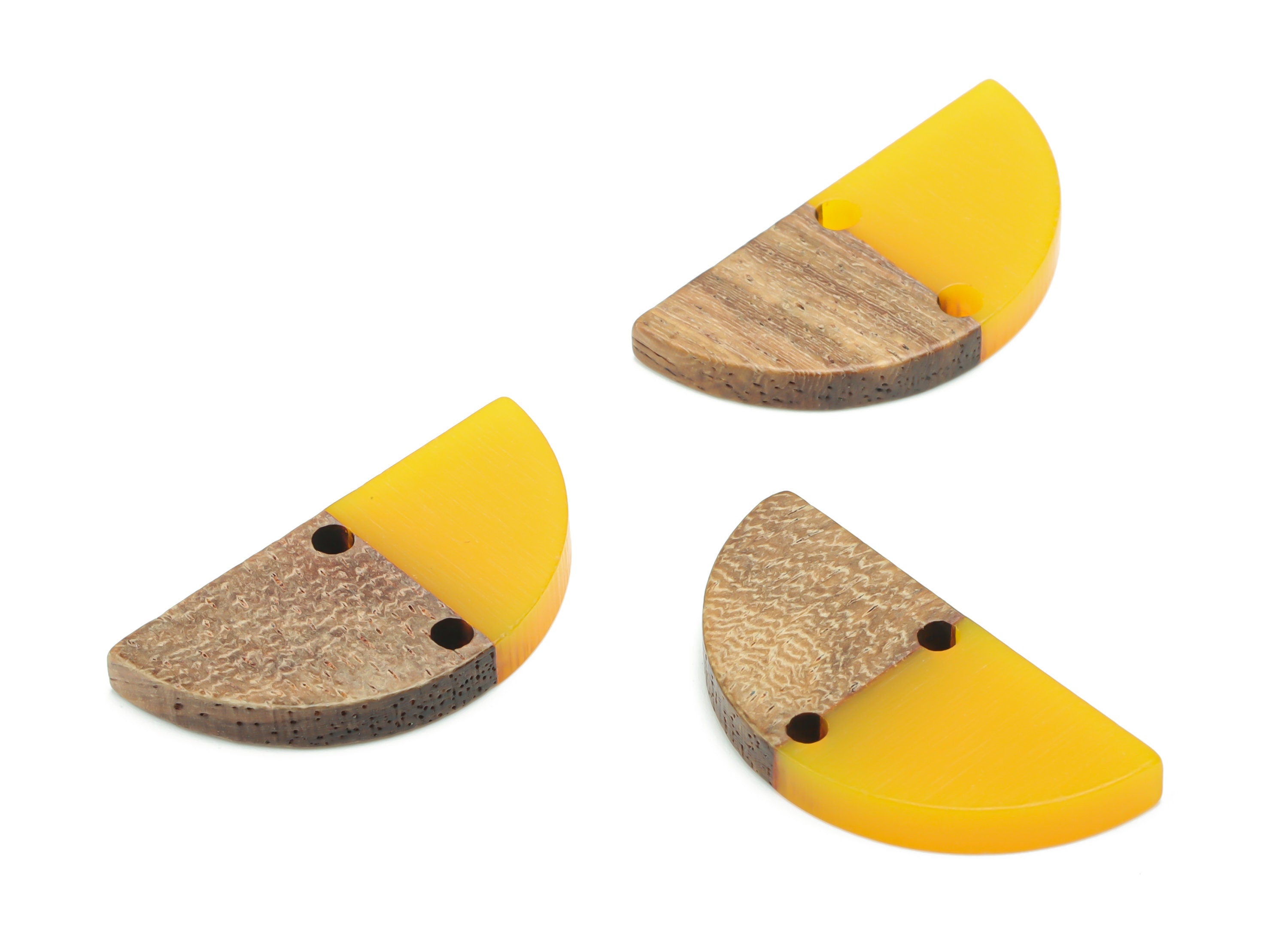 Natural Wooden Semicircle Earring Connector - Resin Half Moon Charms and Pendant - DIY Jewelry Making Supplies - 27.71x13.9x3.14mm - BB1141C - DOMEDBAZAAR