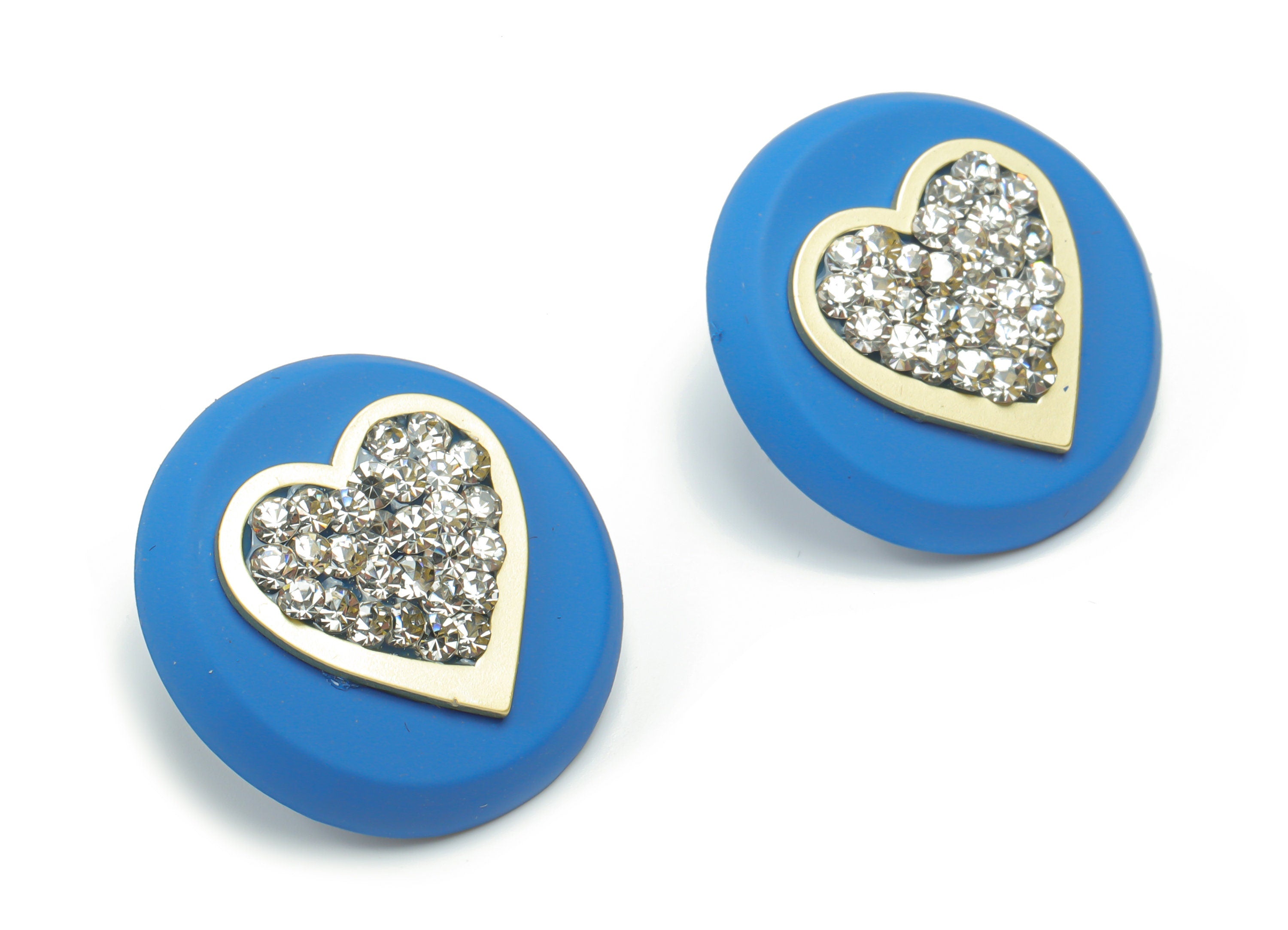 Acrylic Round Earring Stud - Brass Heart Post – Imitation Silver Stud – Czech Glass - Jewelry Making Supplies – 26.83x26.83x5.9mm - AC2383 - DOMEDBAZAAR