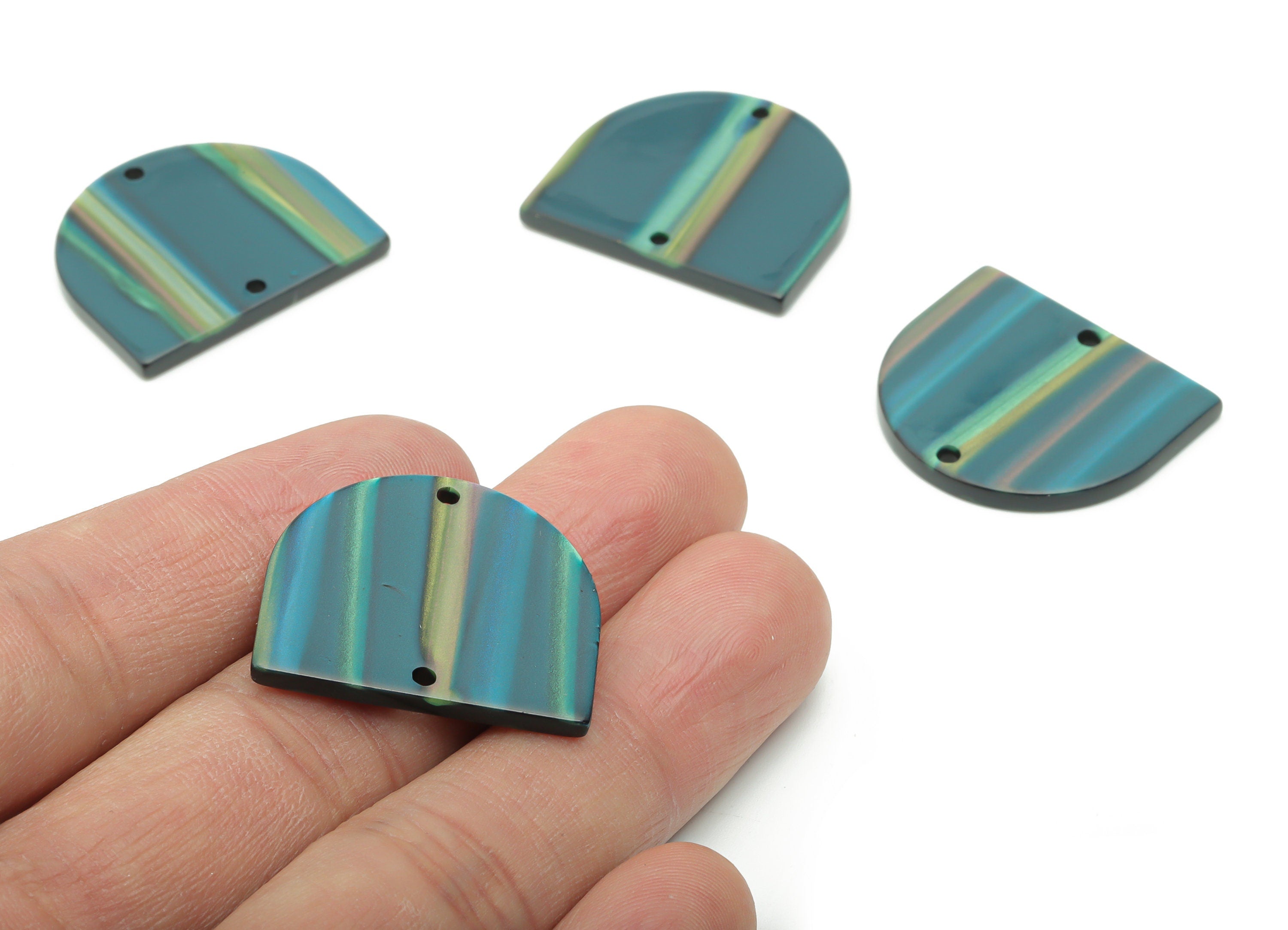 Acrylic Domed Earring Connector - Acrylic D Charms and Pendant - 2 Holes - Jewelry Supplies - Color Code:A803 - 27.7x24.2x2.5mm -AC1323-A803 - DOMEDBAZAAR