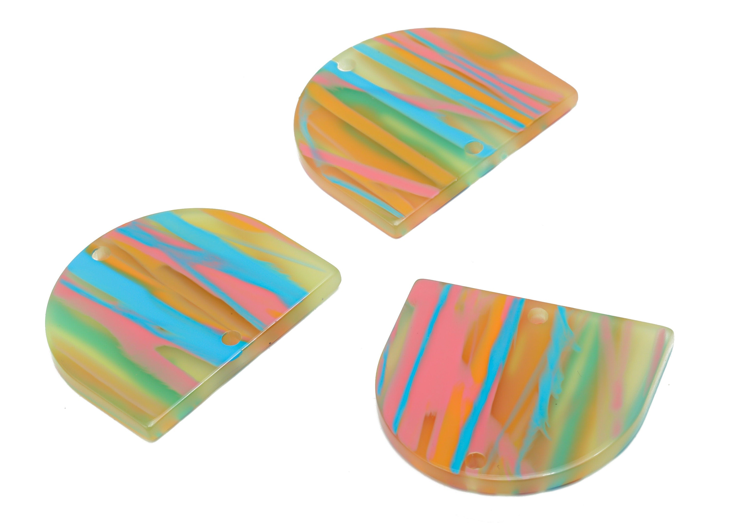 Acrylic Domed Earring Connector - Acrylic D Charms and Pendant - 2 Holes - Jewelry Supplies - Color Code:A803 - 27.7x24.3x2.3mm -AC1323-A802 - DOMEDBAZAAR