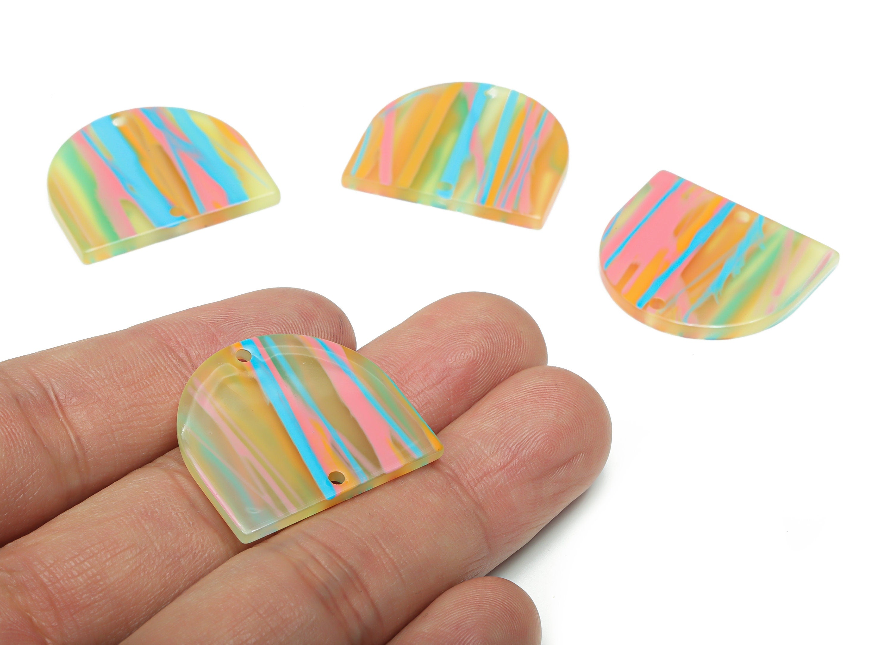 Acrylic Domed Earring Connector - Acrylic D Charms and Pendant - 2 Holes - Jewelry Supplies - Color Code:A803 - 27.7x24.3x2.3mm -AC1323-A802 - DOMEDBAZAAR