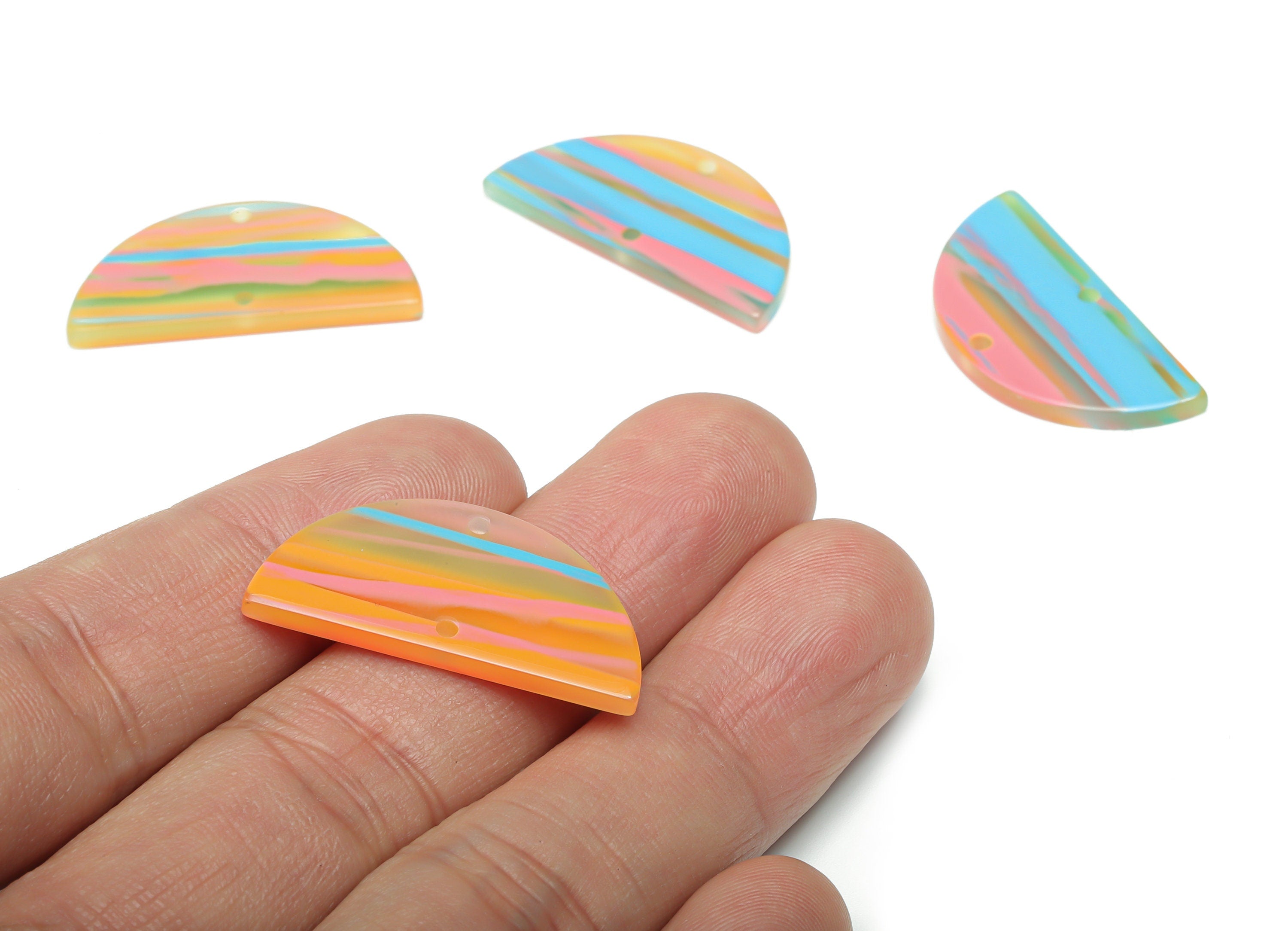 Acrylic Semicircle Earring Connector - Acrylic Half Moon Charms and Pendant - Jewelry Supplies - Color Code:A802 - 30x15x2mm - AC1061-A802 - DOMEDBAZAAR