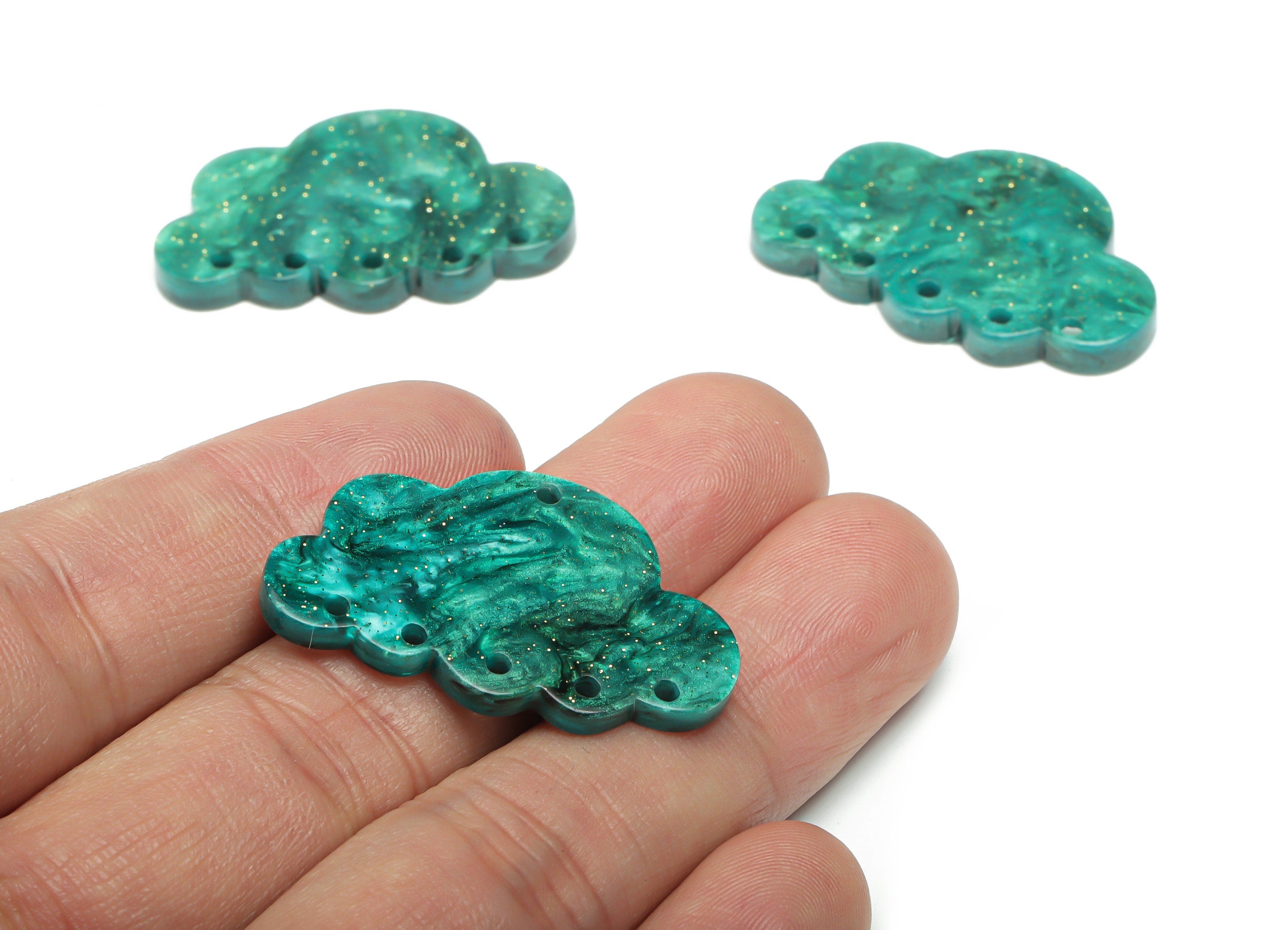 Acrylic Could Earring Connector - Acrylic Could Charms - 6 Holes - Jewelry Making Supplies - Color Code:A807 - 34.8x21.9x3.4mm - AC2396-A807 - DOMEDBAZAAR