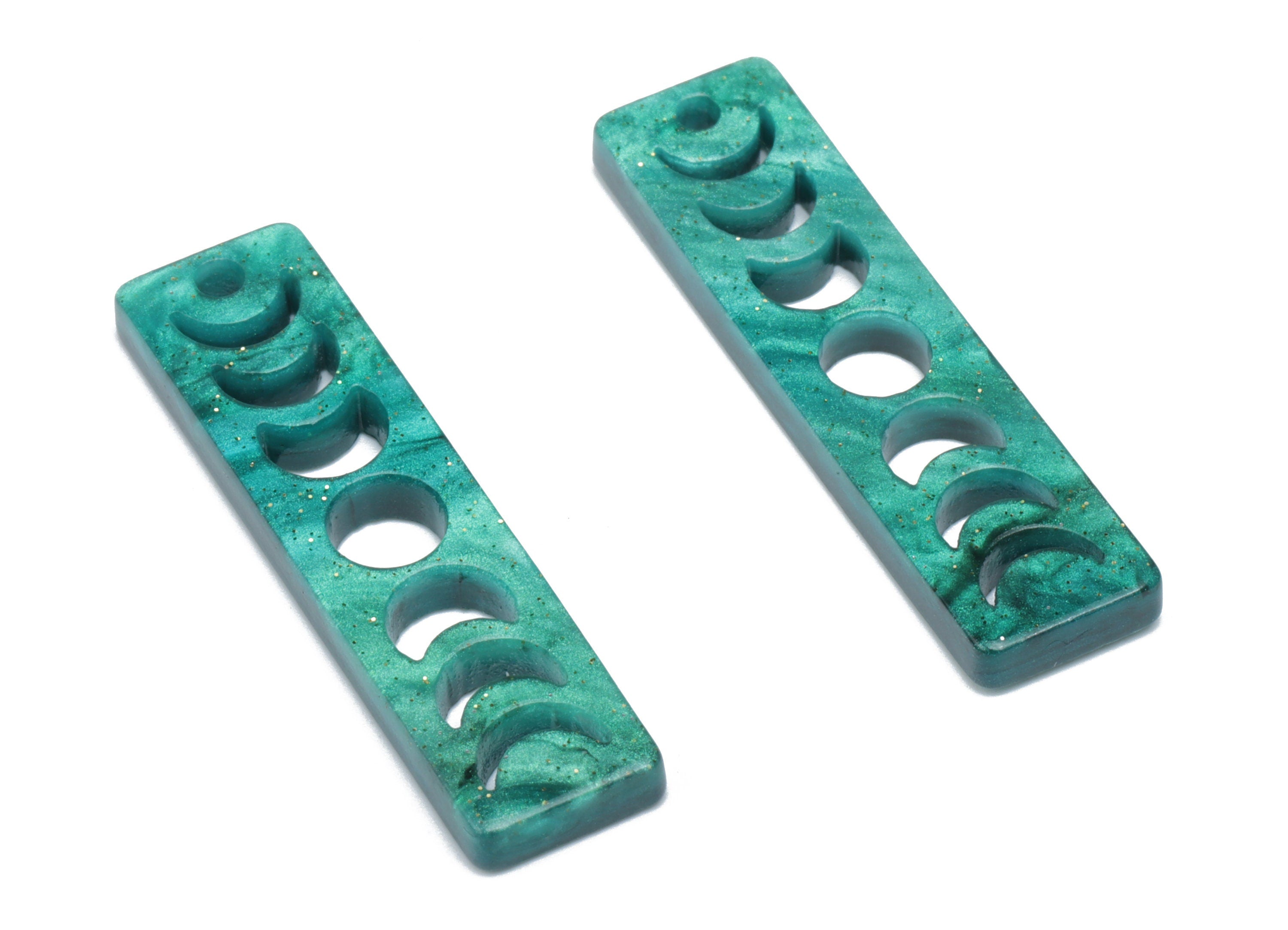 Acrylic Rectangle Earring Charms - Acrylic Phases of Moon Pendant - Jewelry Supplies - Color Code: A807 - 29.72x29.68x2.57mm - AC2398-A807 - DOMEDBAZAAR