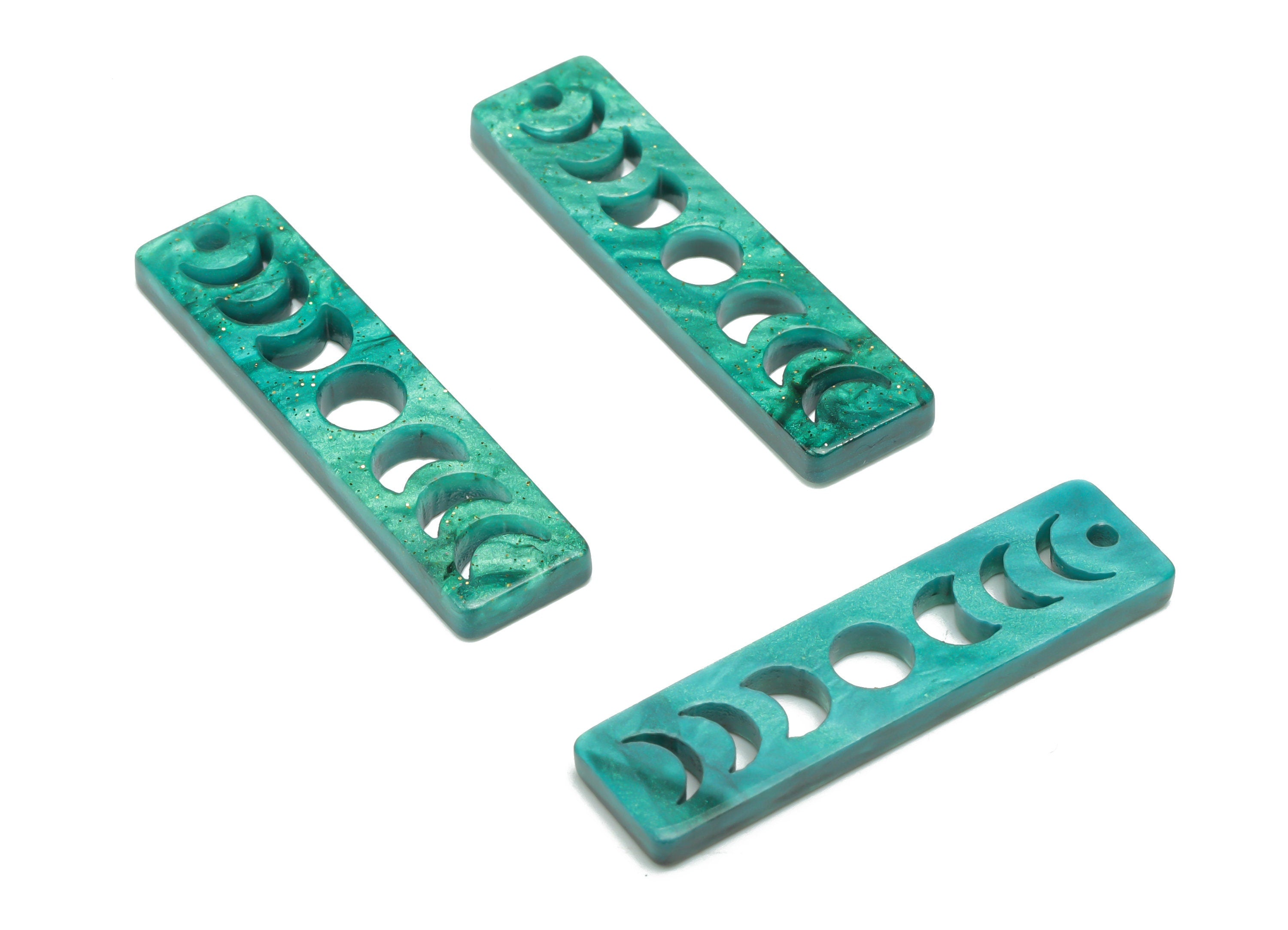 Acrylic Rectangle Earring Charms - Acrylic Phases of Moon Pendant - Jewelry Supplies - Color Code: A807 - 29.72x29.68x2.57mm - AC2398-A807 - DOMEDBAZAAR