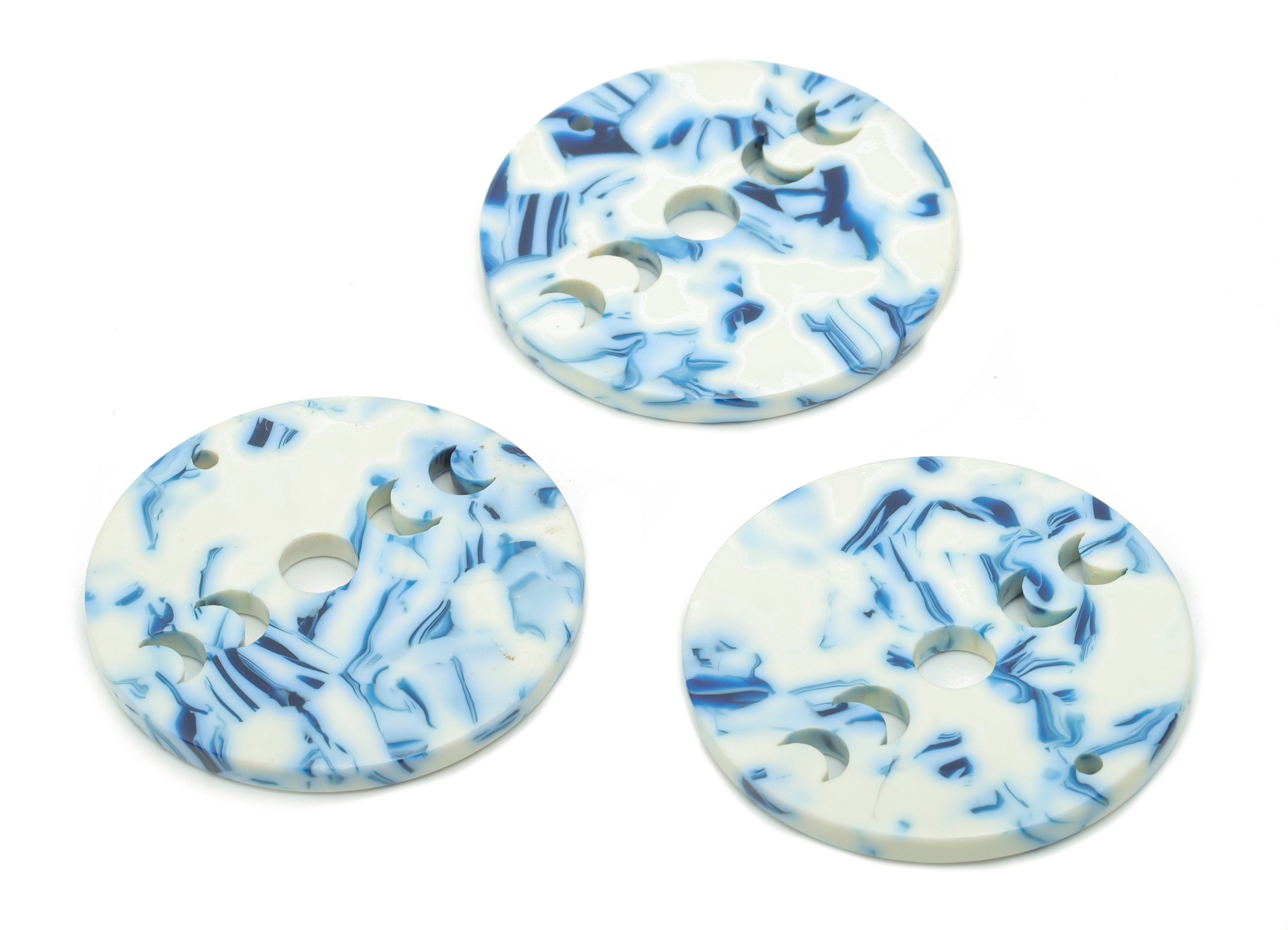 Acetate Round Earring Charms - Acetate Phases of Moon Pendant - Jewelry Making Supplies - Color Code: A806 - 29.89x29.73x2.5mm - AC2393-A806 - DOMEDBAZAAR