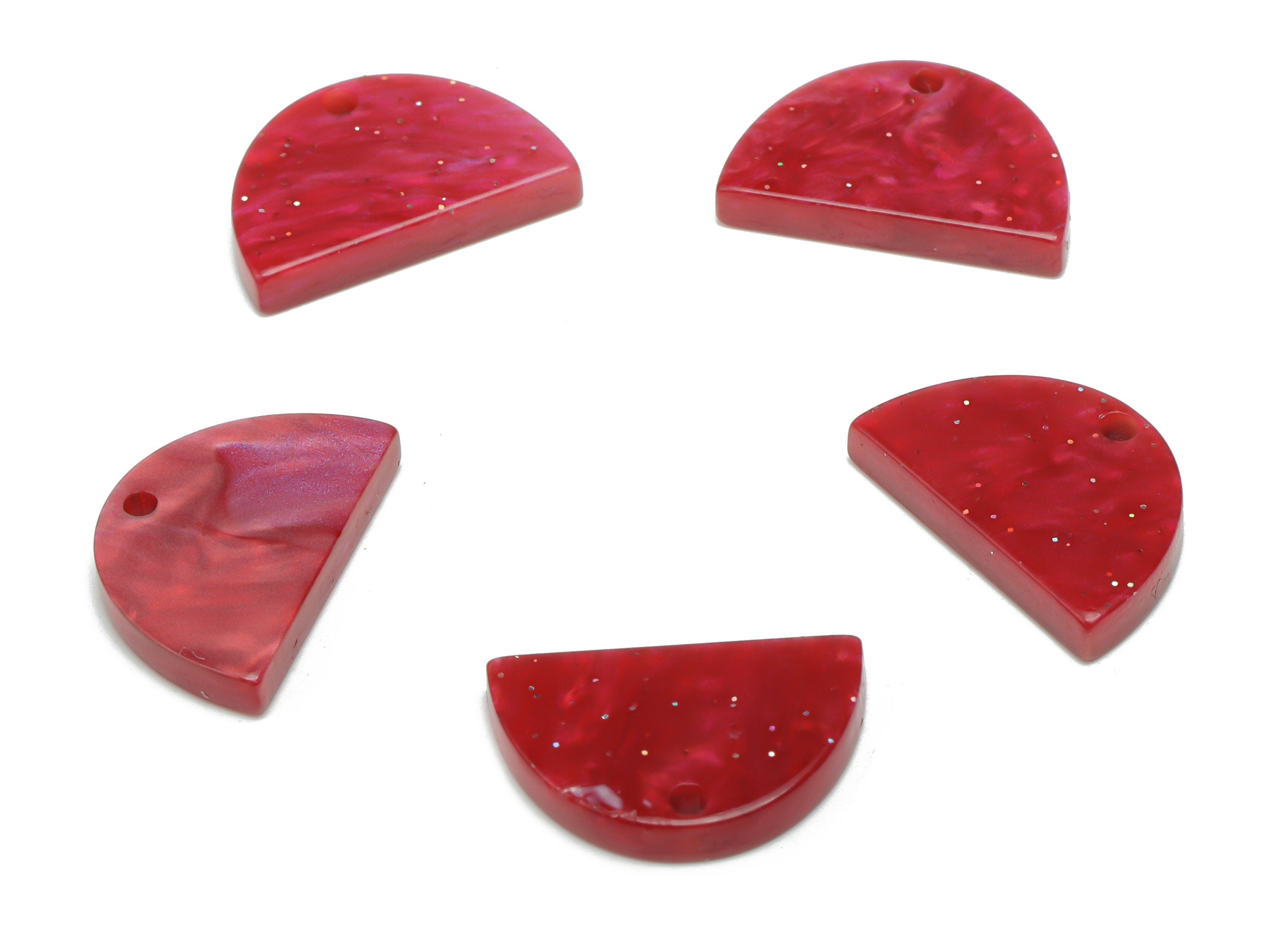 Acrylic D Semicircle Earring Charms - Acrylic Half Moon Pendant - Jewelry Making Supplies - Color Code: A799 - 18.3x11.9x2.9mm - AC2400-A799 - DOMEDBAZAAR