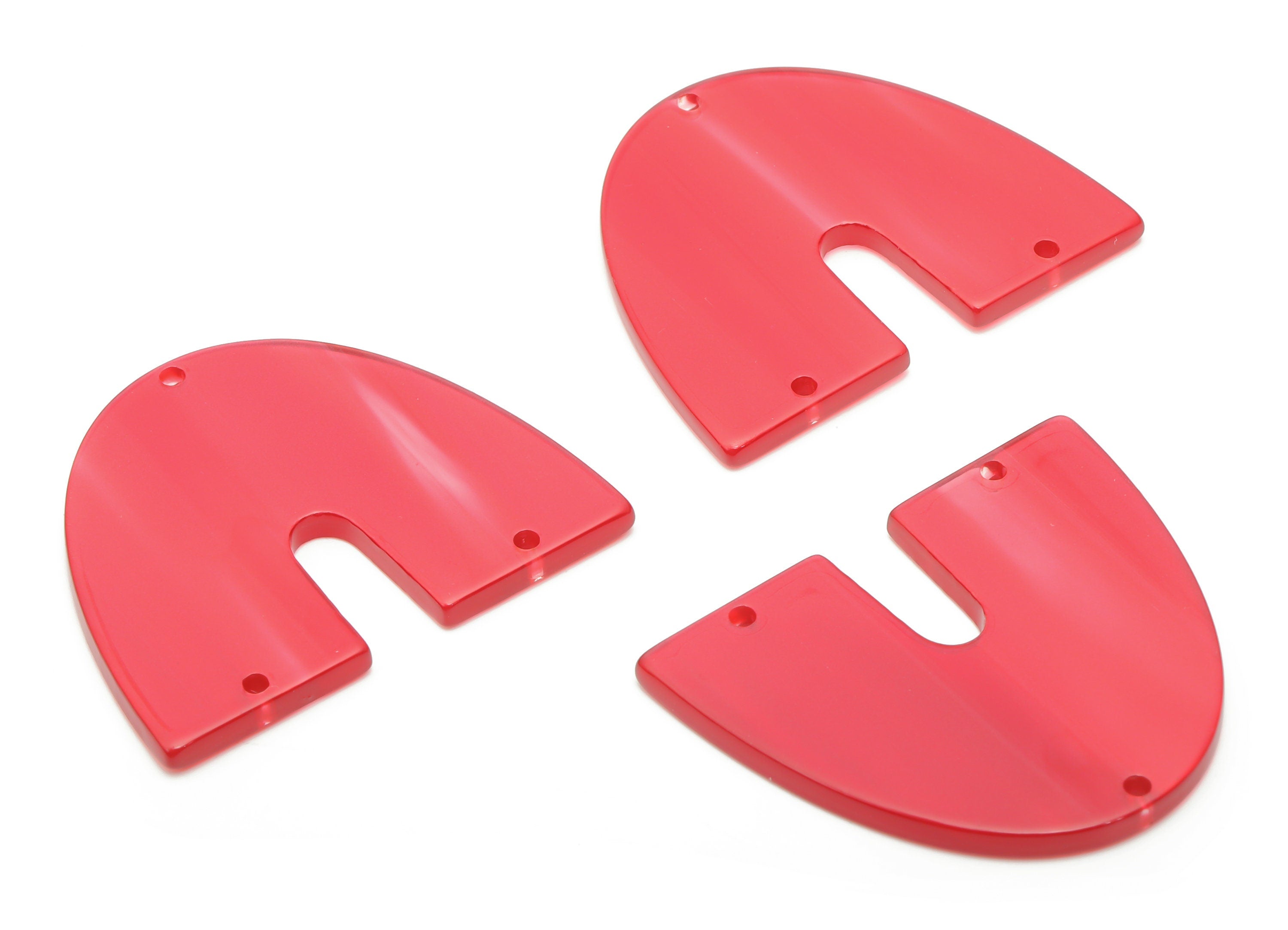 Acrylic Domed U Earring Connector - Acrylic Geometry Charms - 3 Holes - Jewelry Supplies - Color Code:A797 - 41.54x34.9x2.6mm - AC2390-A797 - DOMEDBAZAAR