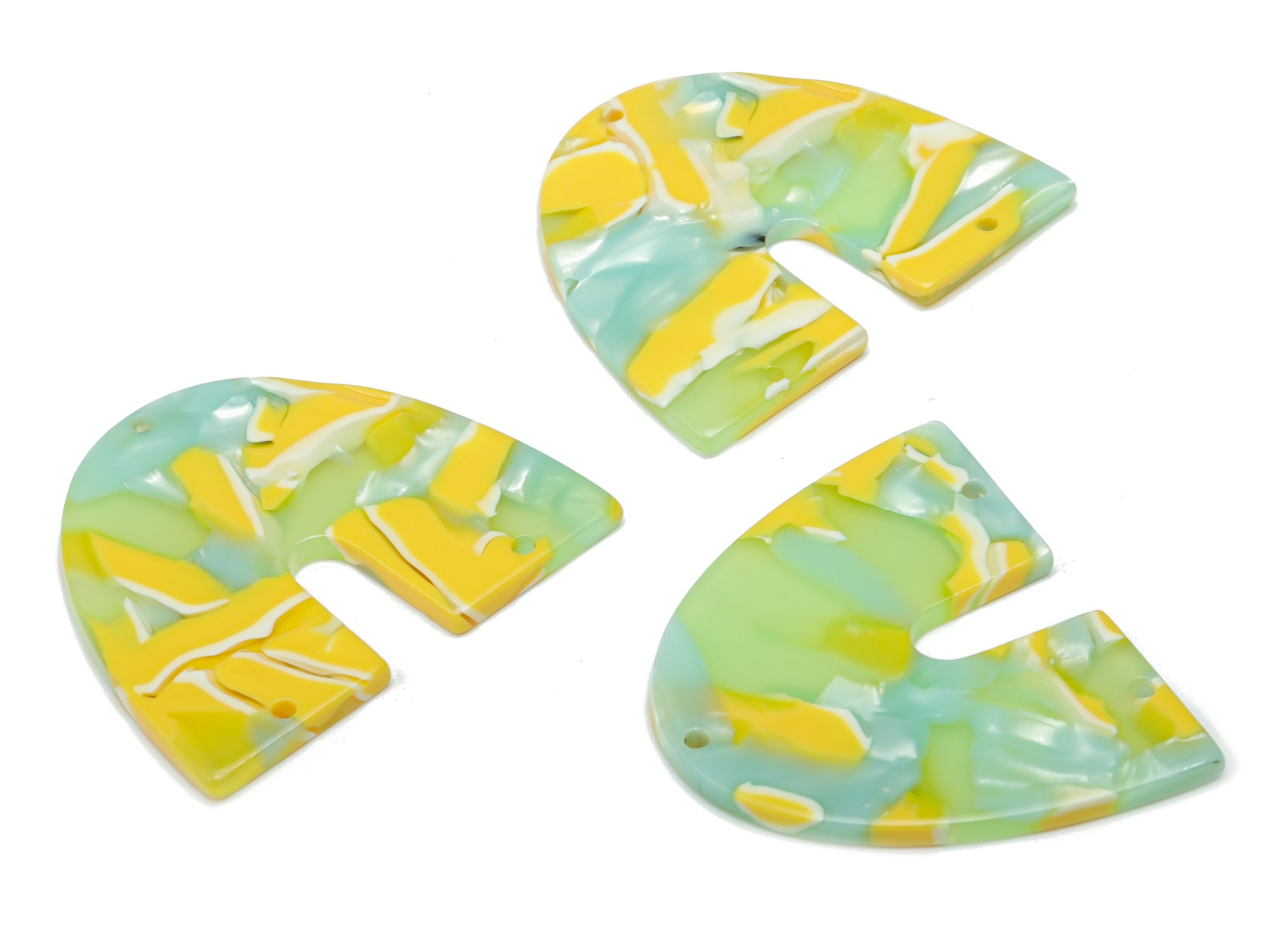Acetate Domed U Earring Connectors - Acetate Geometry Charms - 3 Holes - Jewelry Supplies - Color Code:A798 - 41.4x34.9x2.5mm - AC2390-A798 - DOMEDBAZAAR