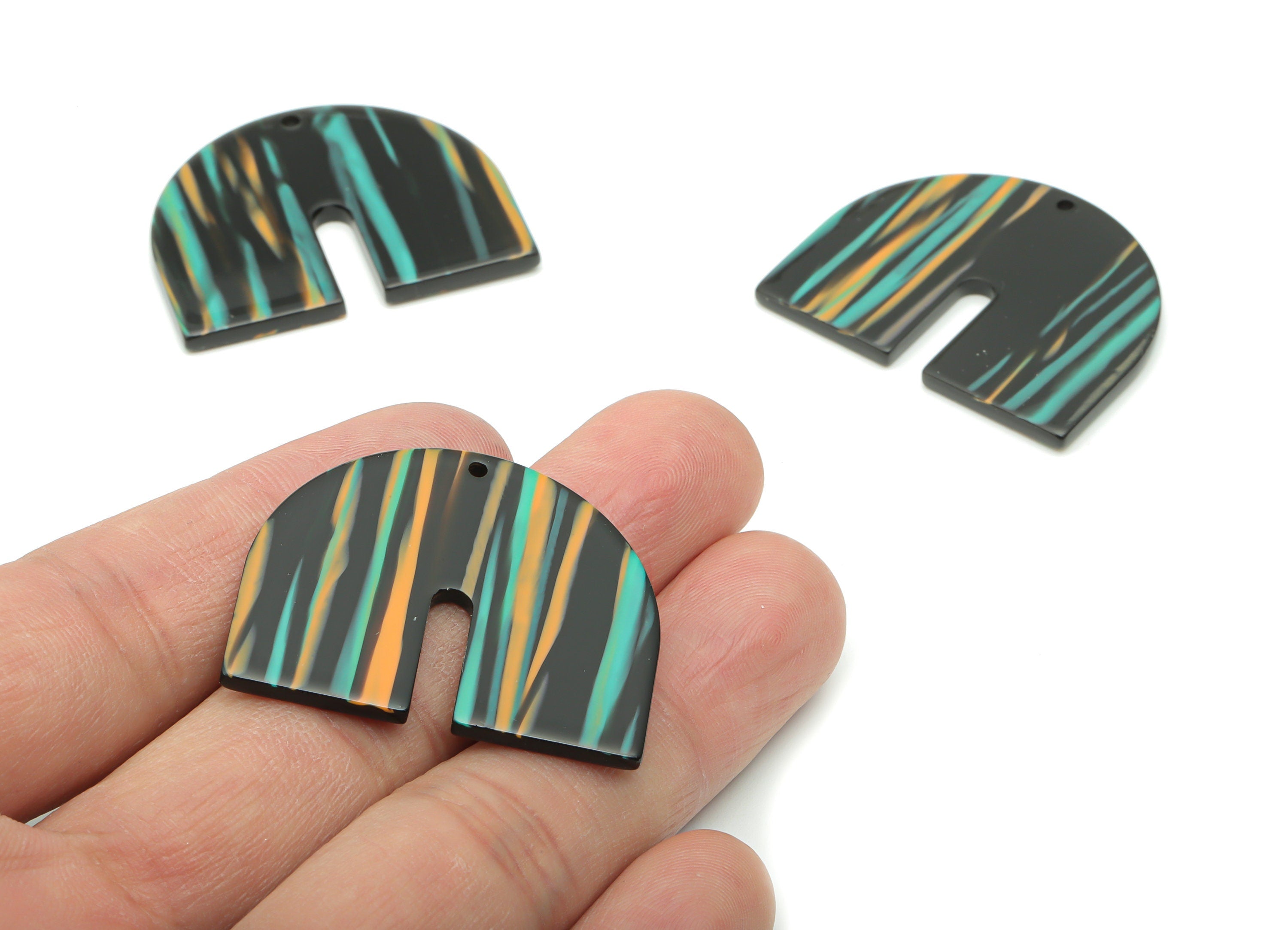 Acrylic Domed U Earring Charms - Acrylic Geometry Pendant - Jewelry Making Supplies - Color Code: A801 - 36.32x29.86x2.4mm - AC2391-A801 - DOMEDBAZAAR