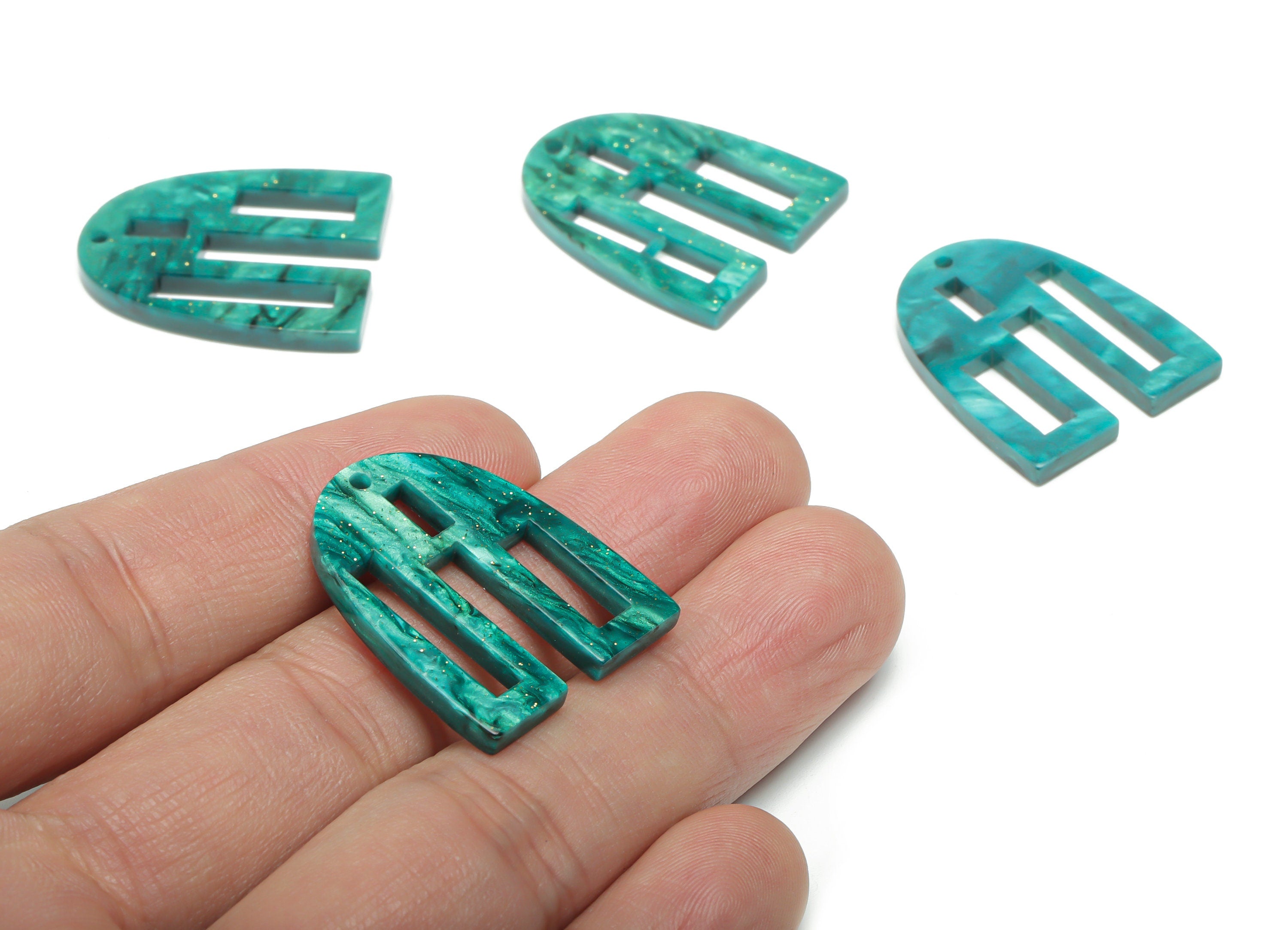 Acrylic U Earring Charms - Acrylic Rectangle Pendant - Jewelry Making Supplies - Color Code: A807 - 28x22.79x2.63mm - AC2397-A807 - DOMEDBAZAAR