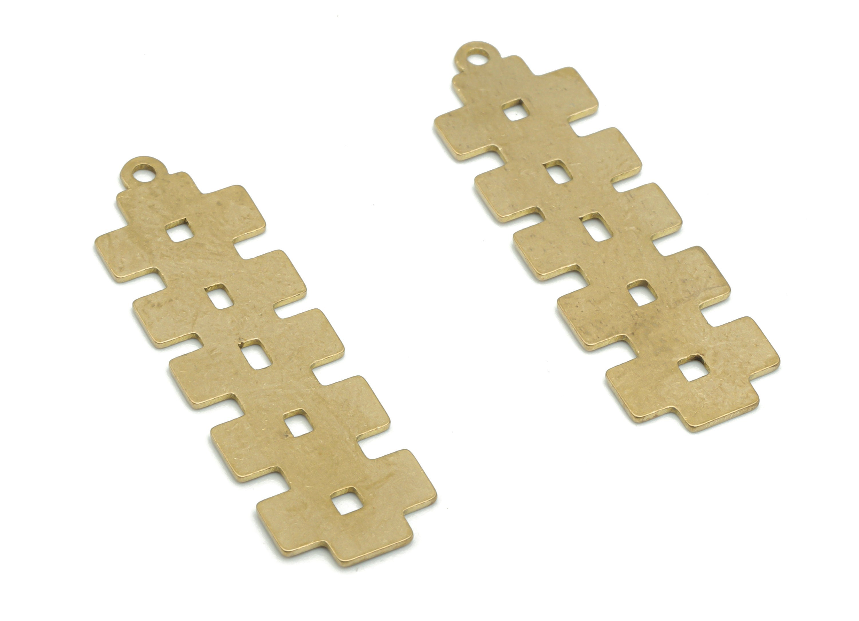 Brass Rectangle Long Bar Earring Charms - Raw Brass Rectangle Pendant - Jewelry Making Supplies - 35.82x11.05x0.66mm - PPA2517 - DOMEDBAZAAR