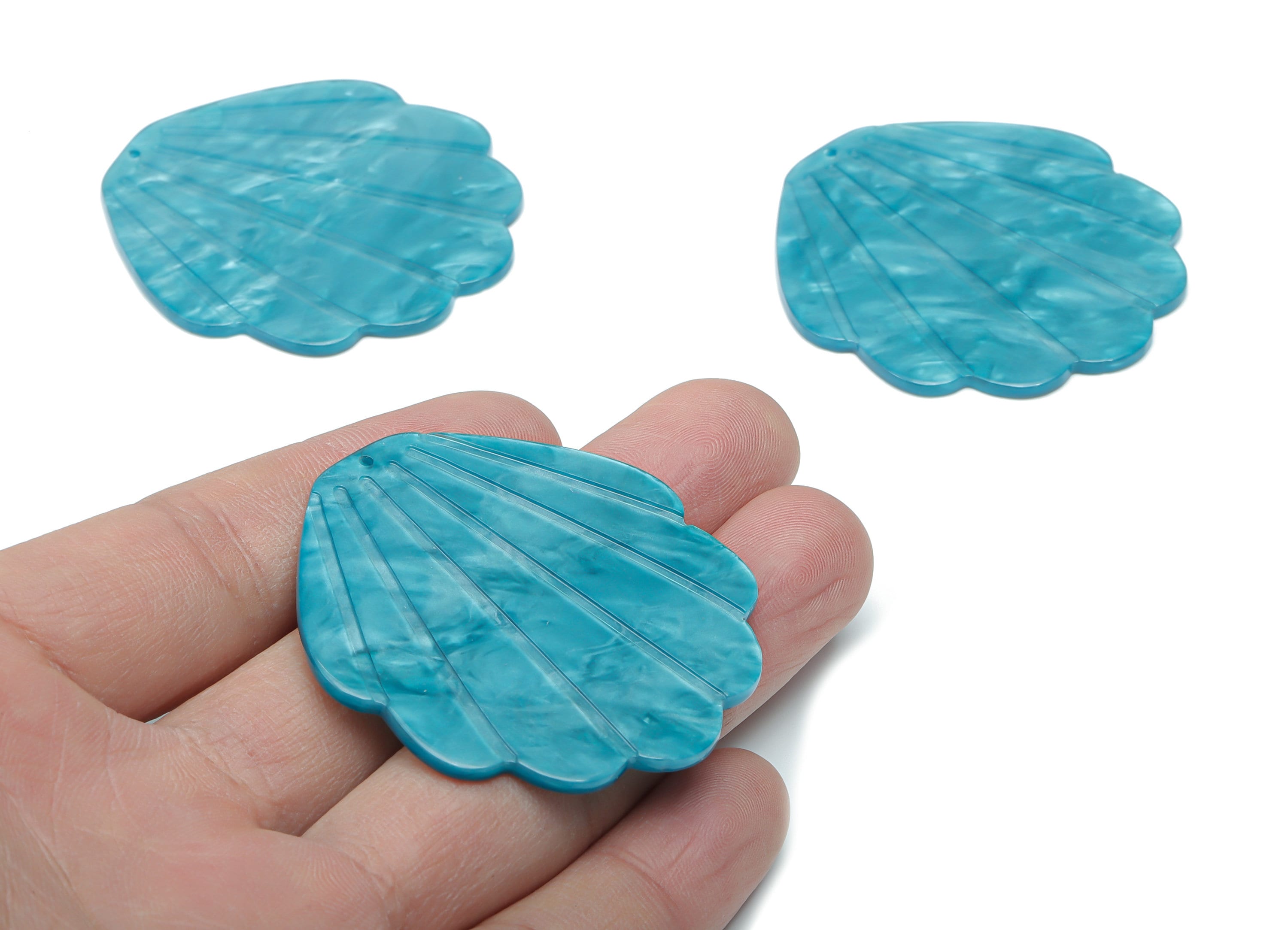 Acrylic Shell Earring Charms - Acrylic Shell Pendant - Jewelry Making Supplies - Color Code: A794 - 50.11x47.94x2.44mm - AC2388-A794 - DOMEDBAZAAR