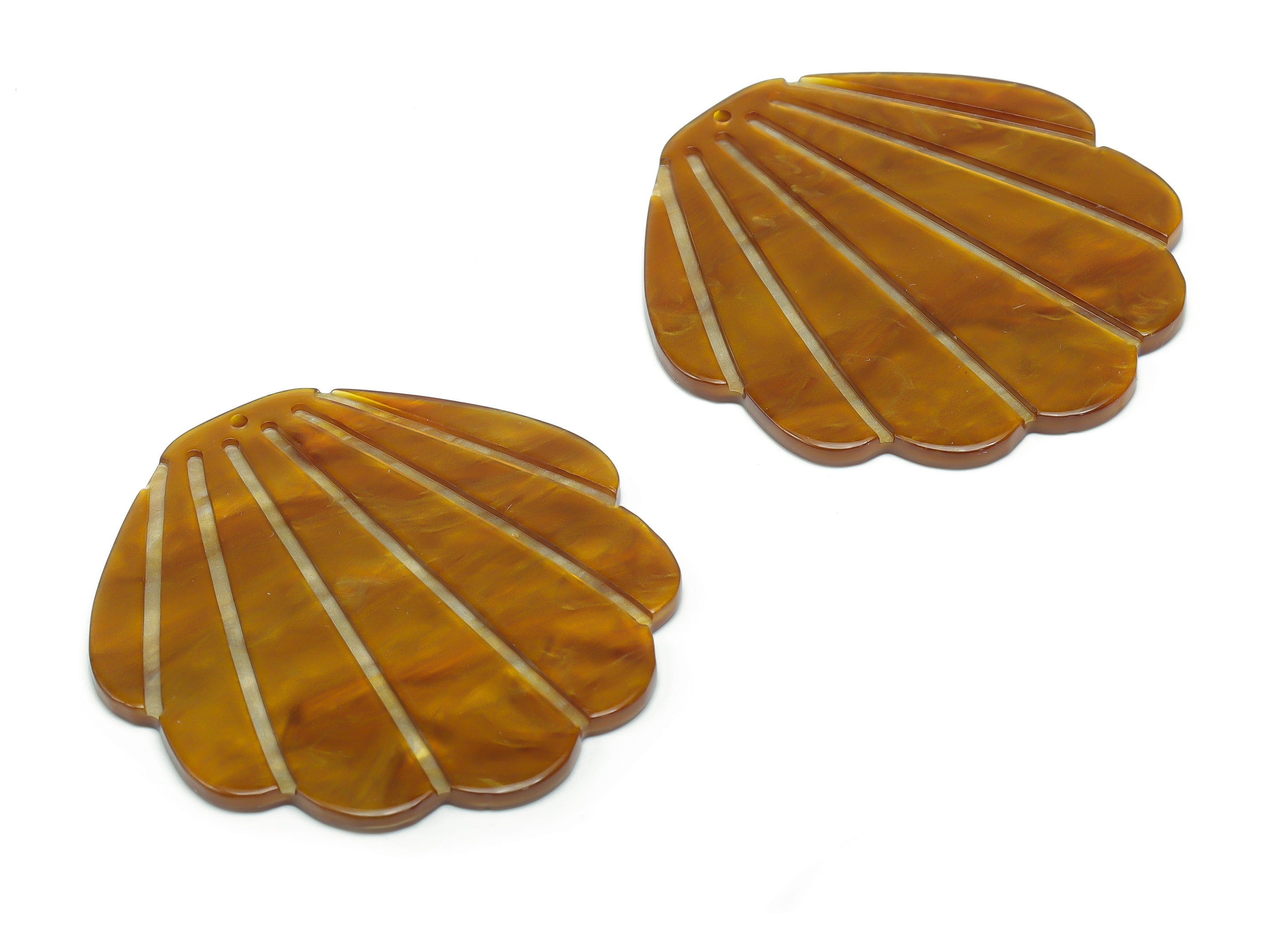 Acrylic Shell Earring Charms - Acrylic Shell Pendant - Jewelry Making Supplies - Color Code: A796 - 50.15x47.94x2.3mm - AC2388-A796 - DOMEDBAZAAR