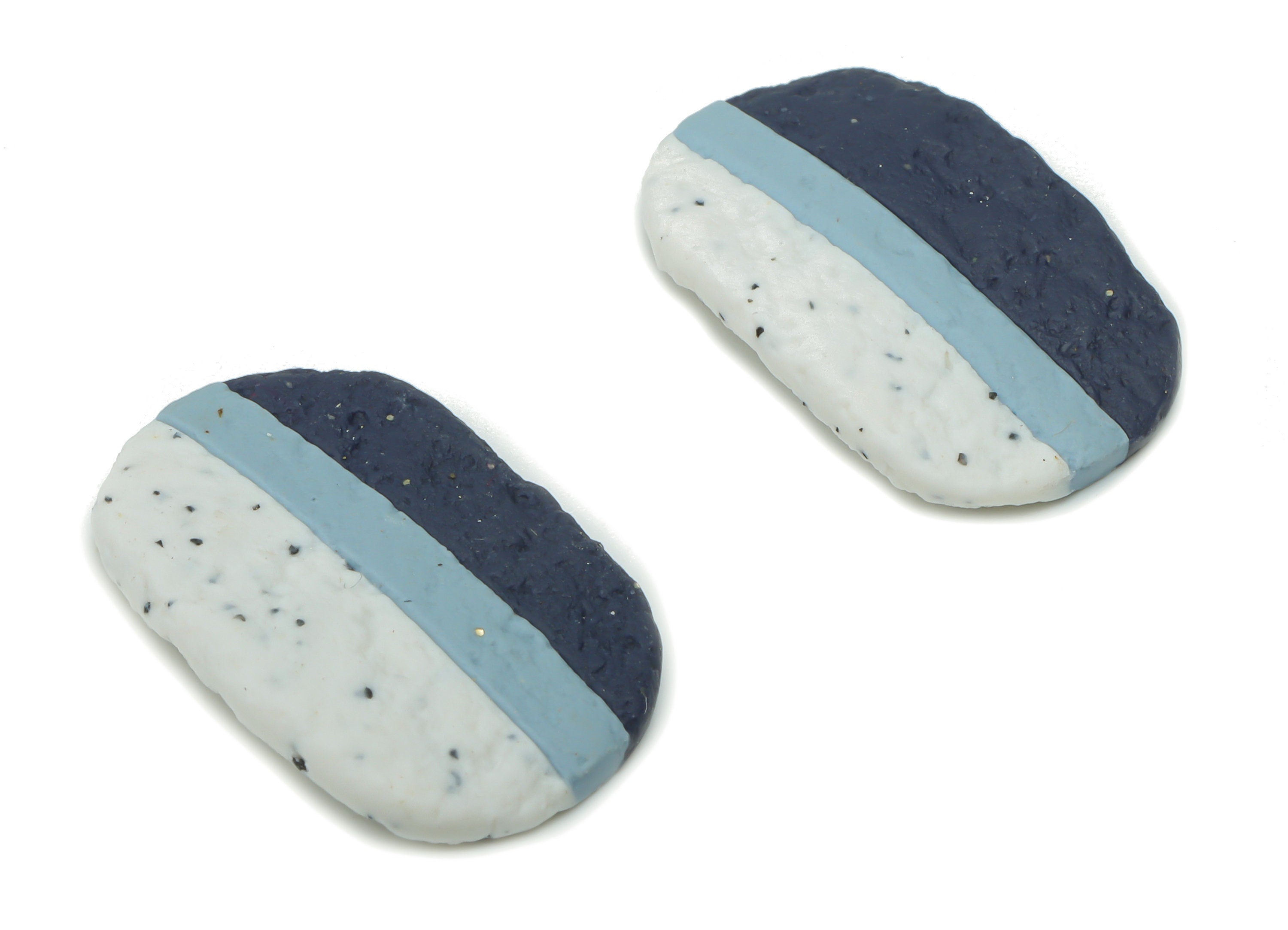 Polymer Clay Hammered Oval Earring Charms - Polymer Clay Oval Pandant - Jewelry Handmade Making - 22.41x14.59x2.31mm - PC2326 - DOMEDBAZAAR