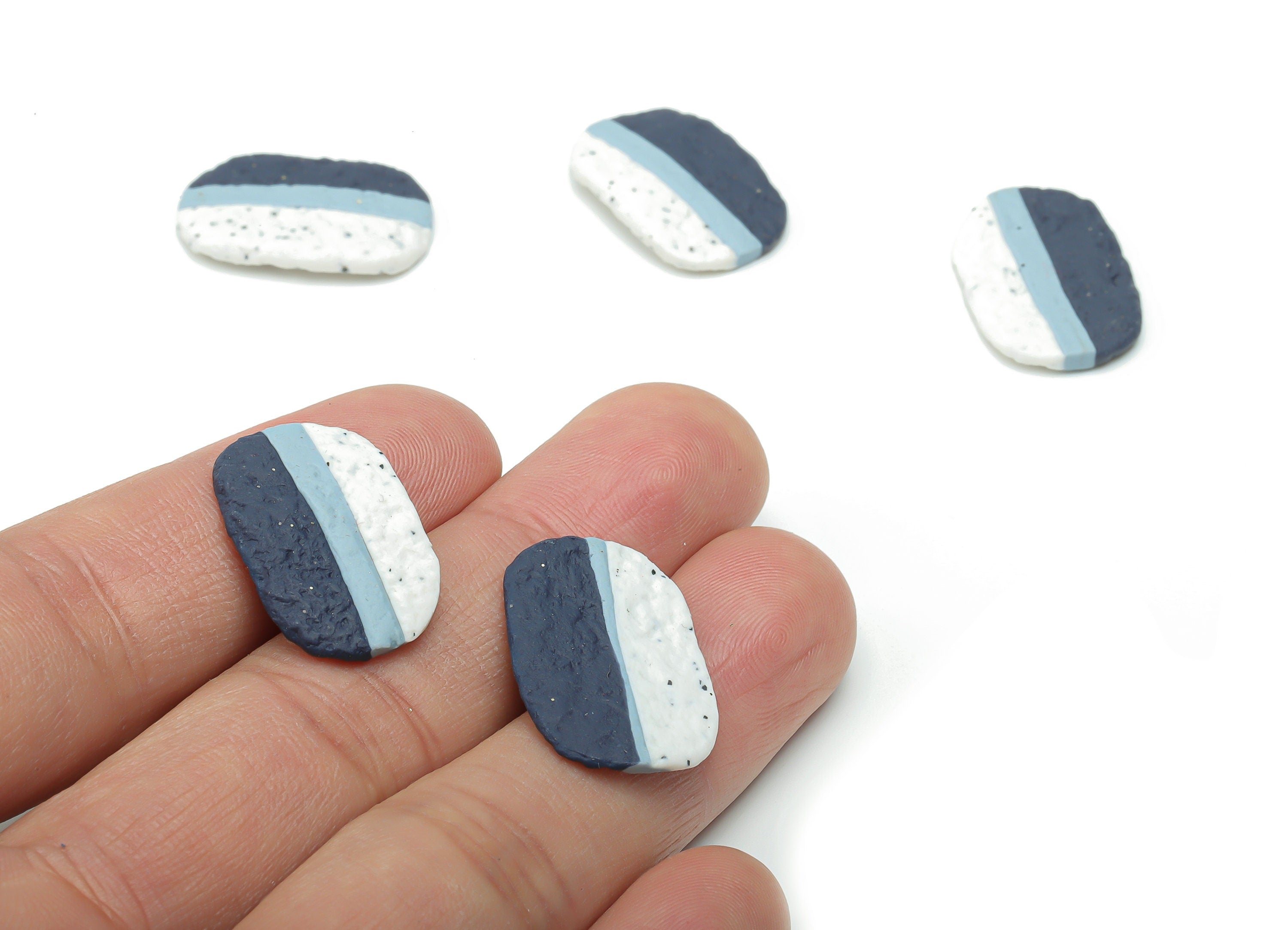 Polymer Clay Hammered Oval Earring Charms - Polymer Clay Oval Pandant - Jewelry Handmade Making - 22.41x14.59x2.31mm - PC2326 - DOMEDBAZAAR