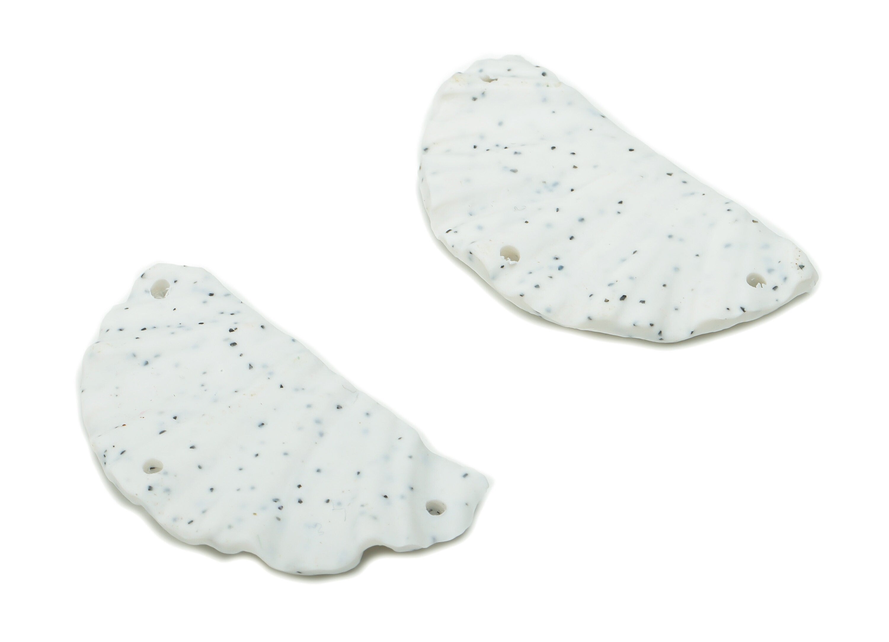 Polymer Clay Shell Semicircle Earring Connector - Polymer Clay Half Moon Charms - Jewelry Handmade Making - 32.94x19.9x3.07mm - PC2332 - DOMEDBAZAAR