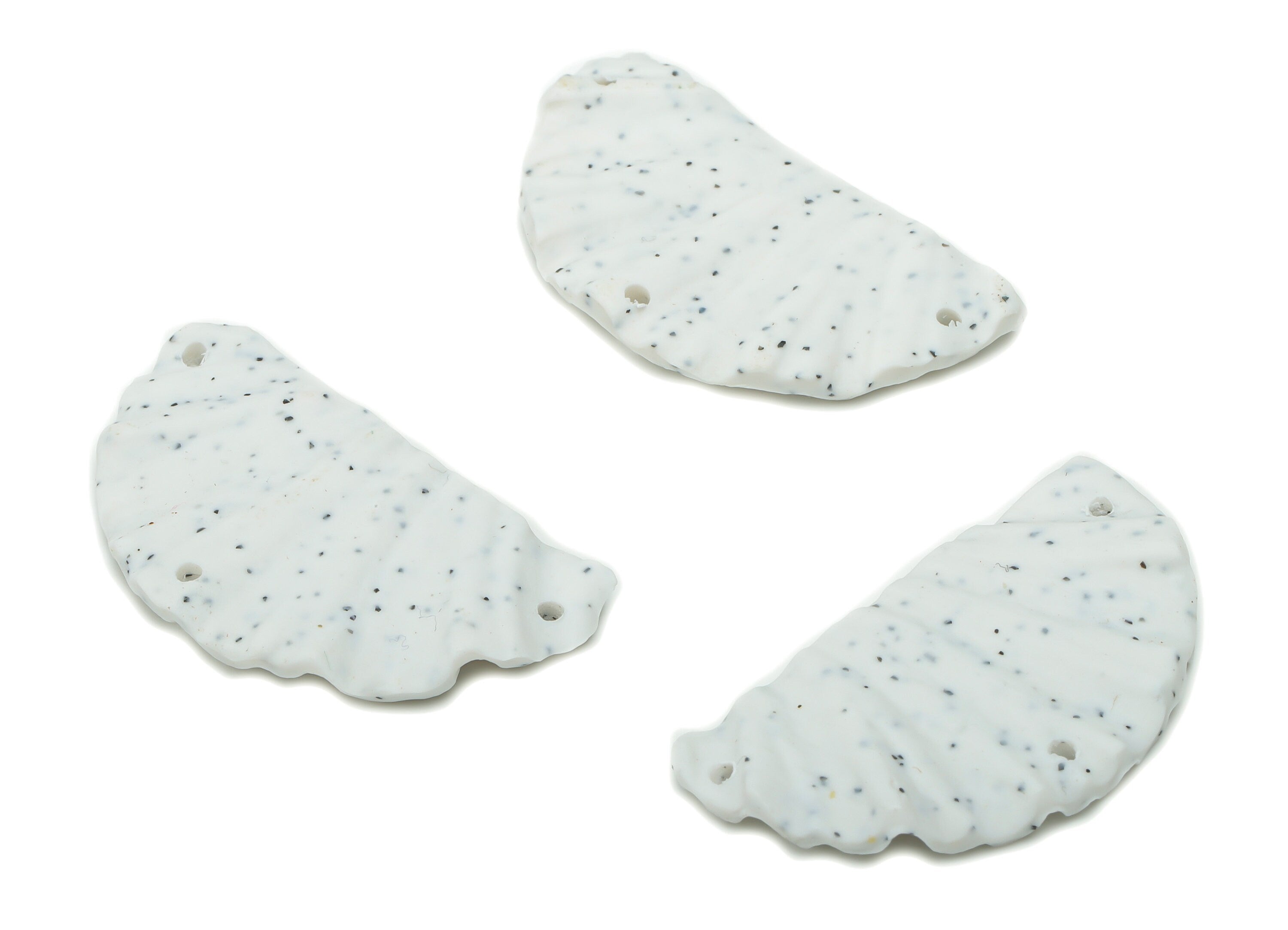 Polymer Clay Shell Semicircle Earring Connector - Polymer Clay Half Moon Charms - Jewelry Handmade Making - 32.94x19.9x3.07mm - PC2332 - DOMEDBAZAAR