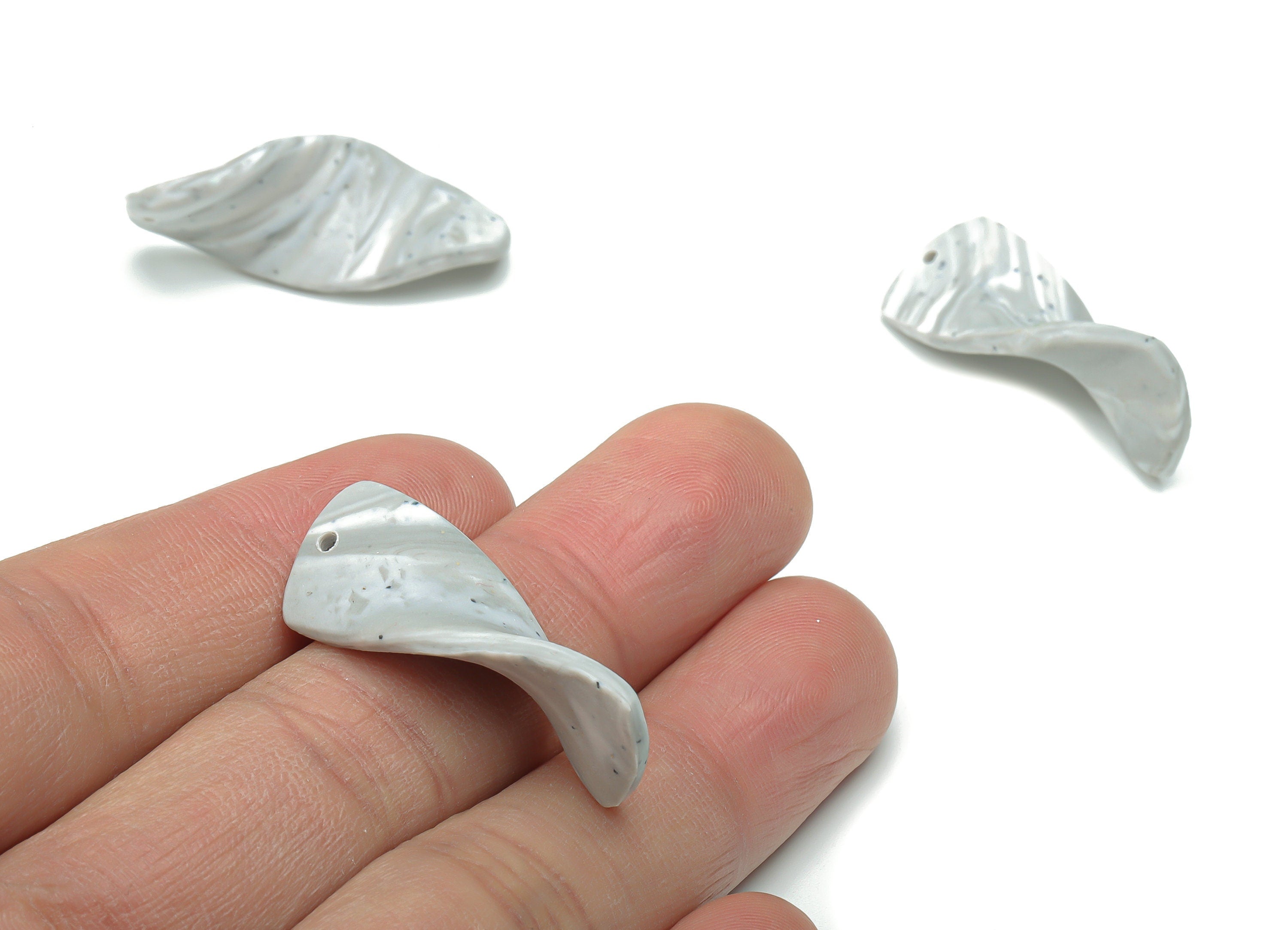 Polymer Clay Fusilli Wave Knot Earring Charms - Polymer Clay Wave Knot Pandant - Jewelry Handmade Making - 31.86x13.18x2.59mm - PC2313 - DOMEDBAZAAR