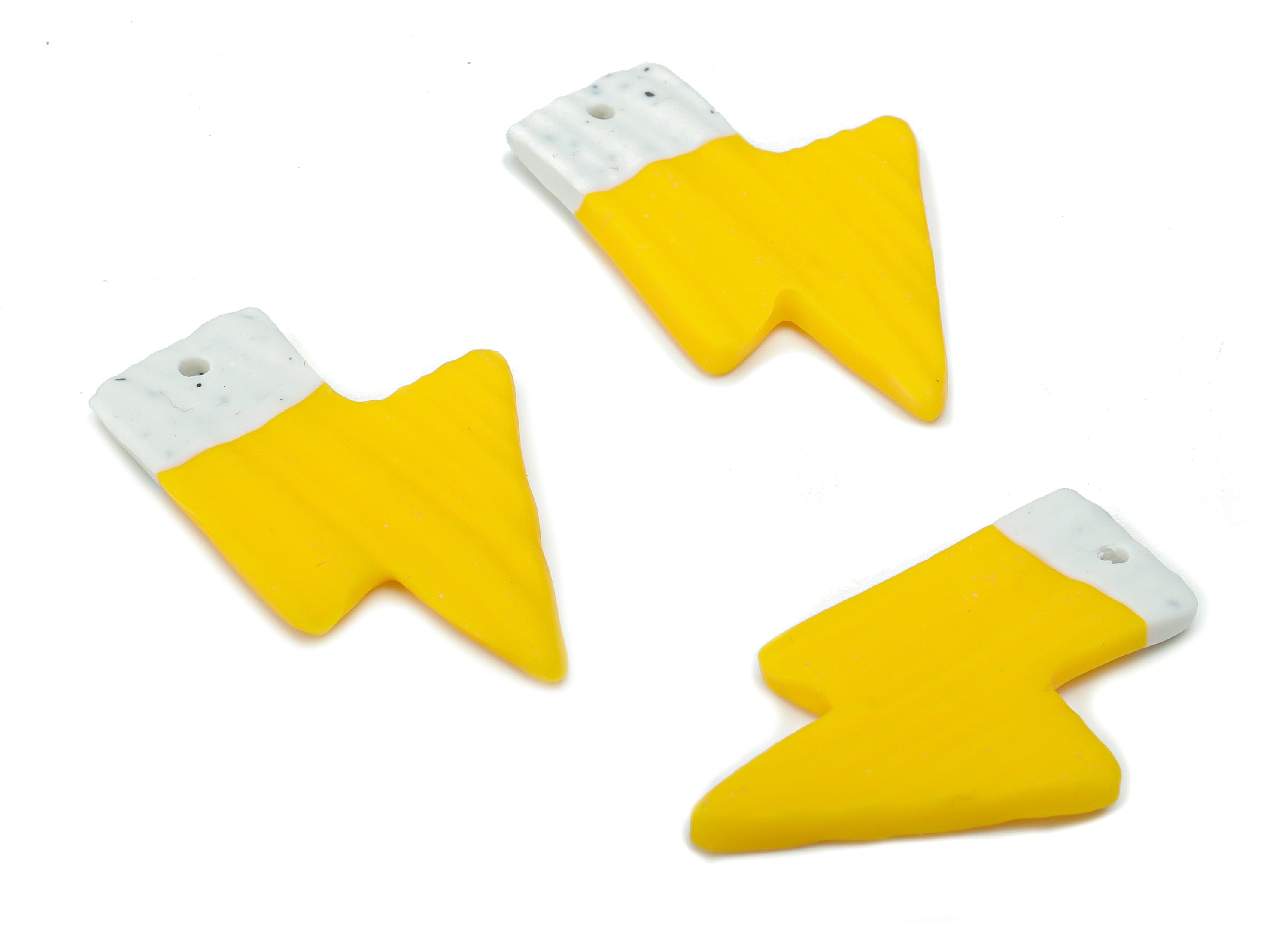 Polymer Clay Thunderbolt Lightning Earring Charms - Polymer Clay Lightning Pandant - Jewelry Handmade Making - 28.8x18.57x2.43mm - PC2325 - DOMEDBAZAAR