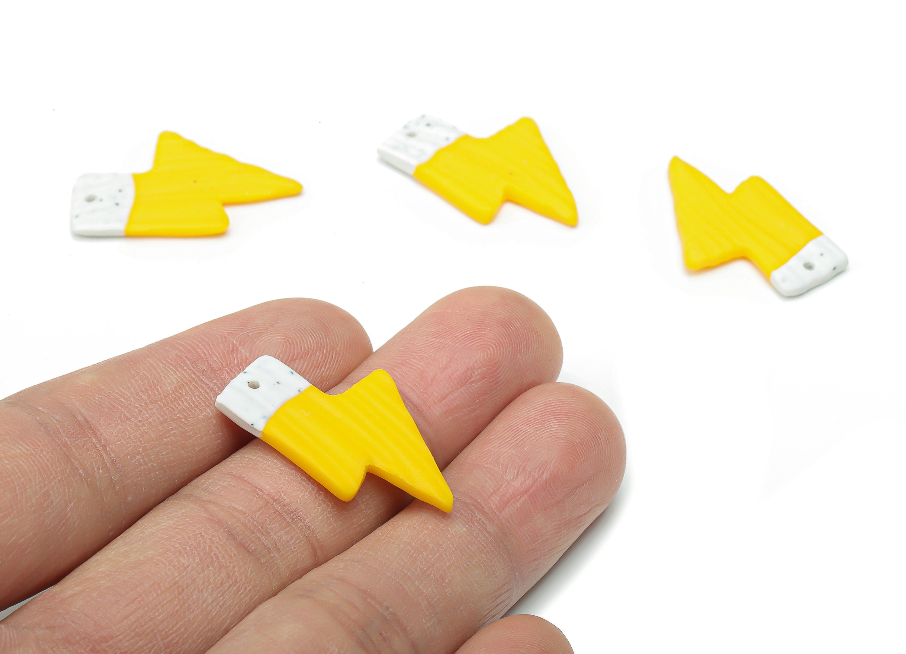 Polymer Clay Thunderbolt Lightning Earring Charms - Polymer Clay Lightning Pandant - Jewelry Handmade Making - 28.8x18.57x2.43mm - PC2325 - DOMEDBAZAAR