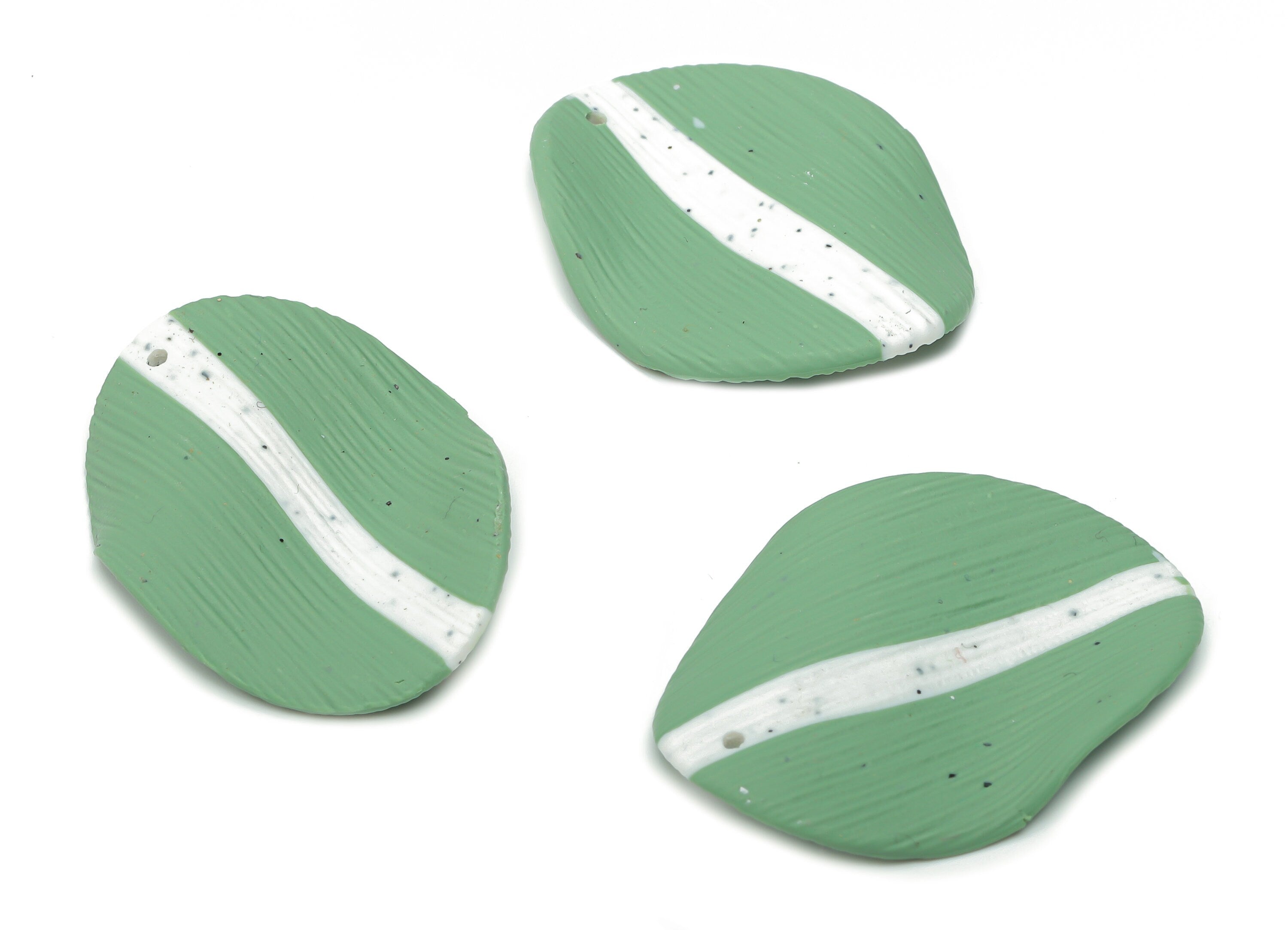 Polymer Clay Wave Oval Earring Charms - Polymer Clay Oval Wave Pandant - Jewelry Handmade Making - 36.04x26.37x1.81mm - PC2309 - DOMEDBAZAAR