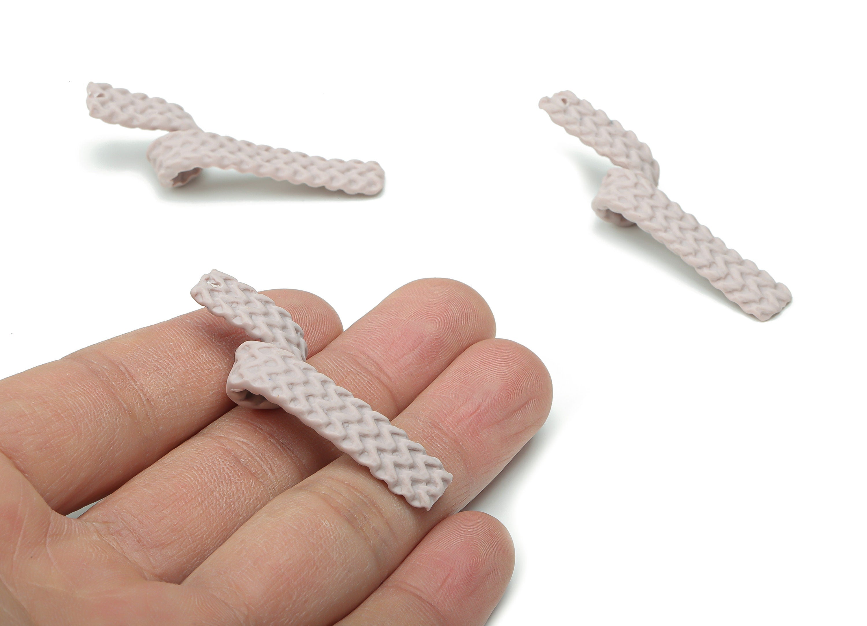 Polymer Clay Texture Wave Knot Earring Charms - Polymer Clay Wave Knot Pandant - Jewelry Handmade Making - 49.23x8.34x2.44mm - PC2314 - DOMEDBAZAAR