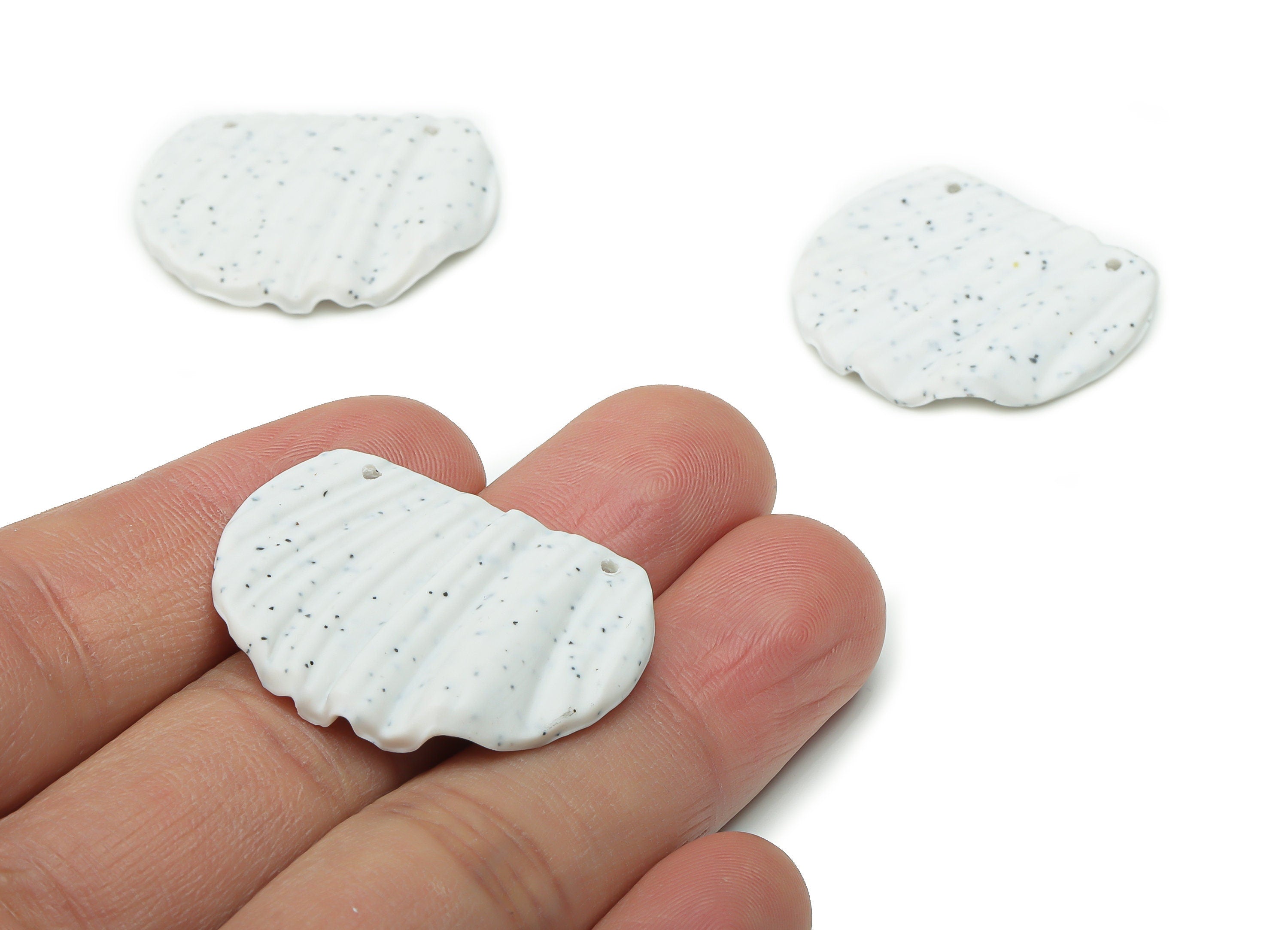 Polymer Clay Shell Domed Earring Connector - Polymer Clay Semicircle Charms and Pendant - Jewelry Handmade Making - 32.78x25.27x4mm - PC2333 - DOMEDBAZAAR