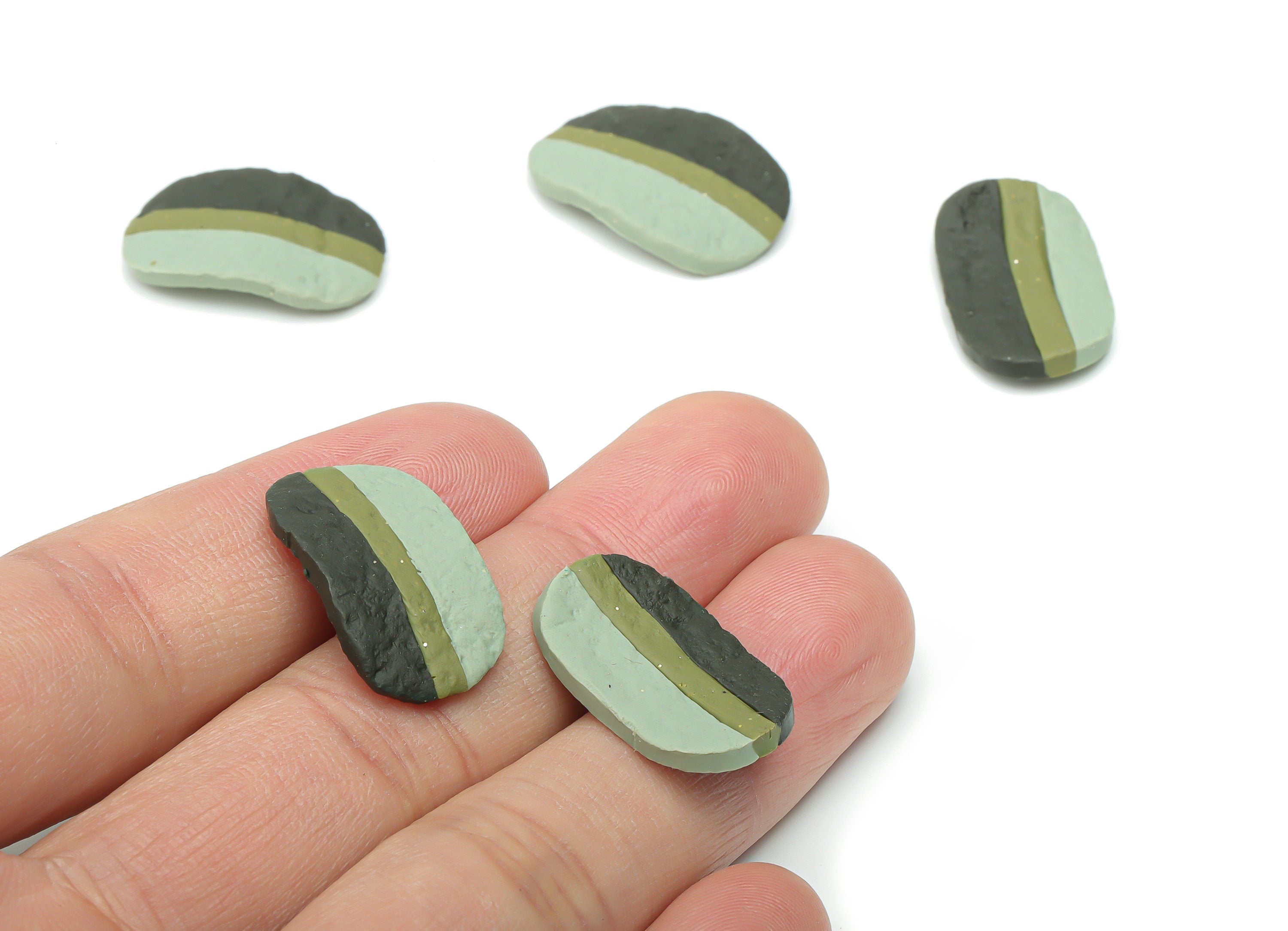 Polymer Clay Hammered Oval Earring Charms - Polymer Clay Oval Pandant - Bent Charm - Jewelry Handmade Making - 22.41x14.59x2.31mm - PC2327 - DOMEDBAZAAR