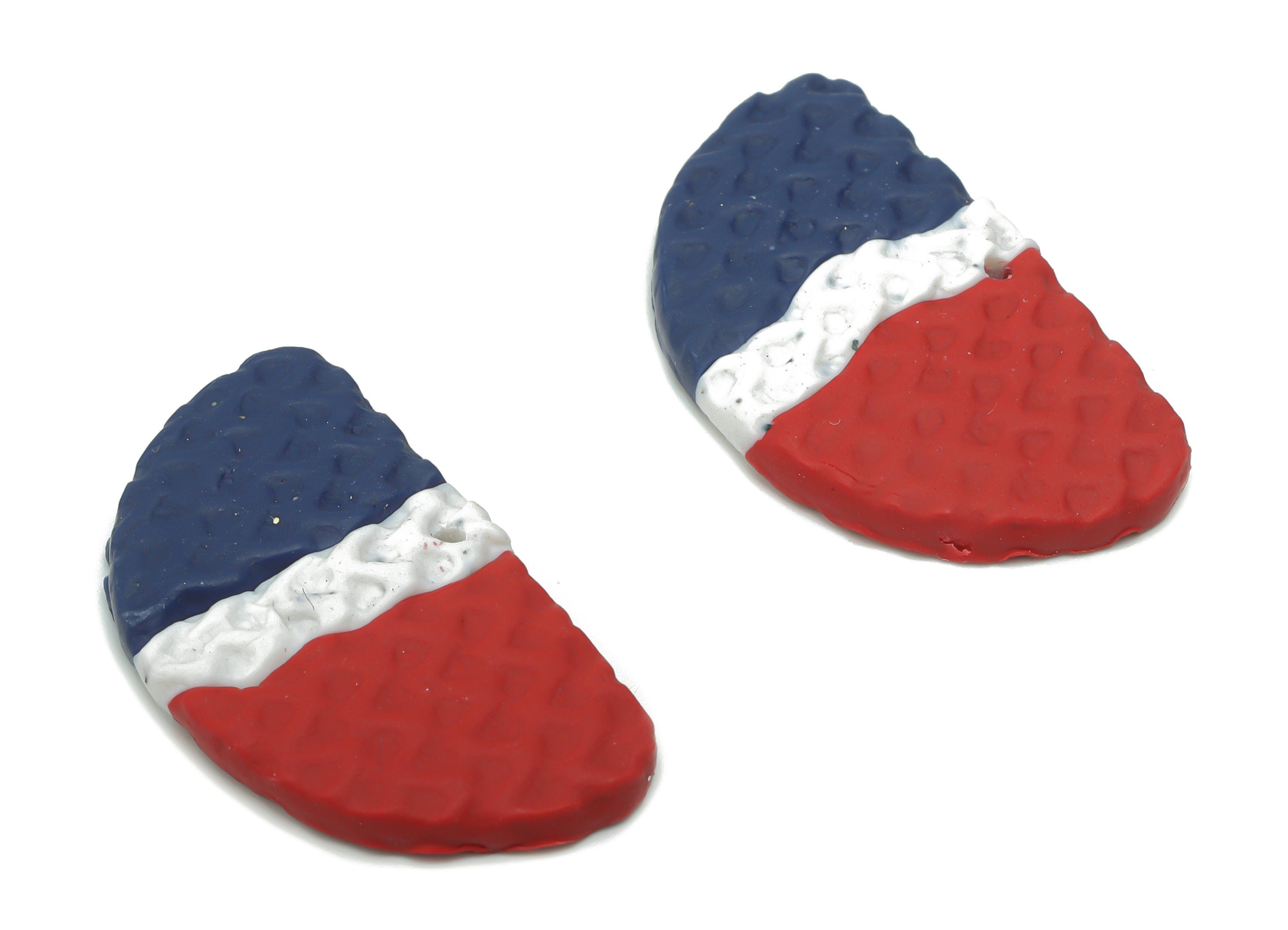 Polymer Clay France Waves Semicircle Earring Charms - Polymer Clay Half Moon Pandant - Jewelry Handmade Making - 30.53x18.66x3.1mm - PC2324 - DOMEDBAZAAR