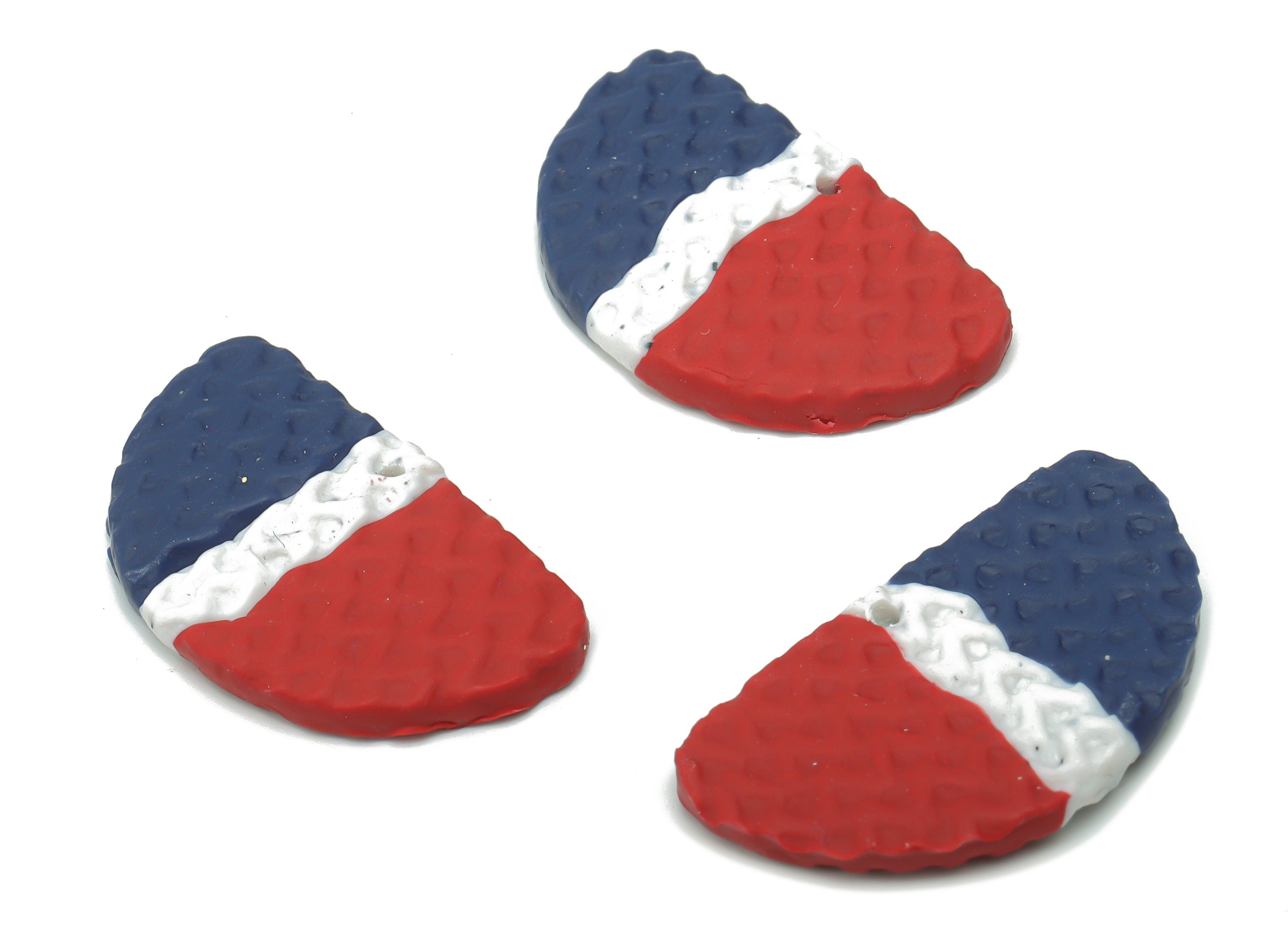 Polymer Clay France Waves Semicircle Earring Charms - Polymer Clay Half Moon Pandant - Jewelry Handmade Making - 30.53x18.66x3.1mm - PC2324 - DOMEDBAZAAR