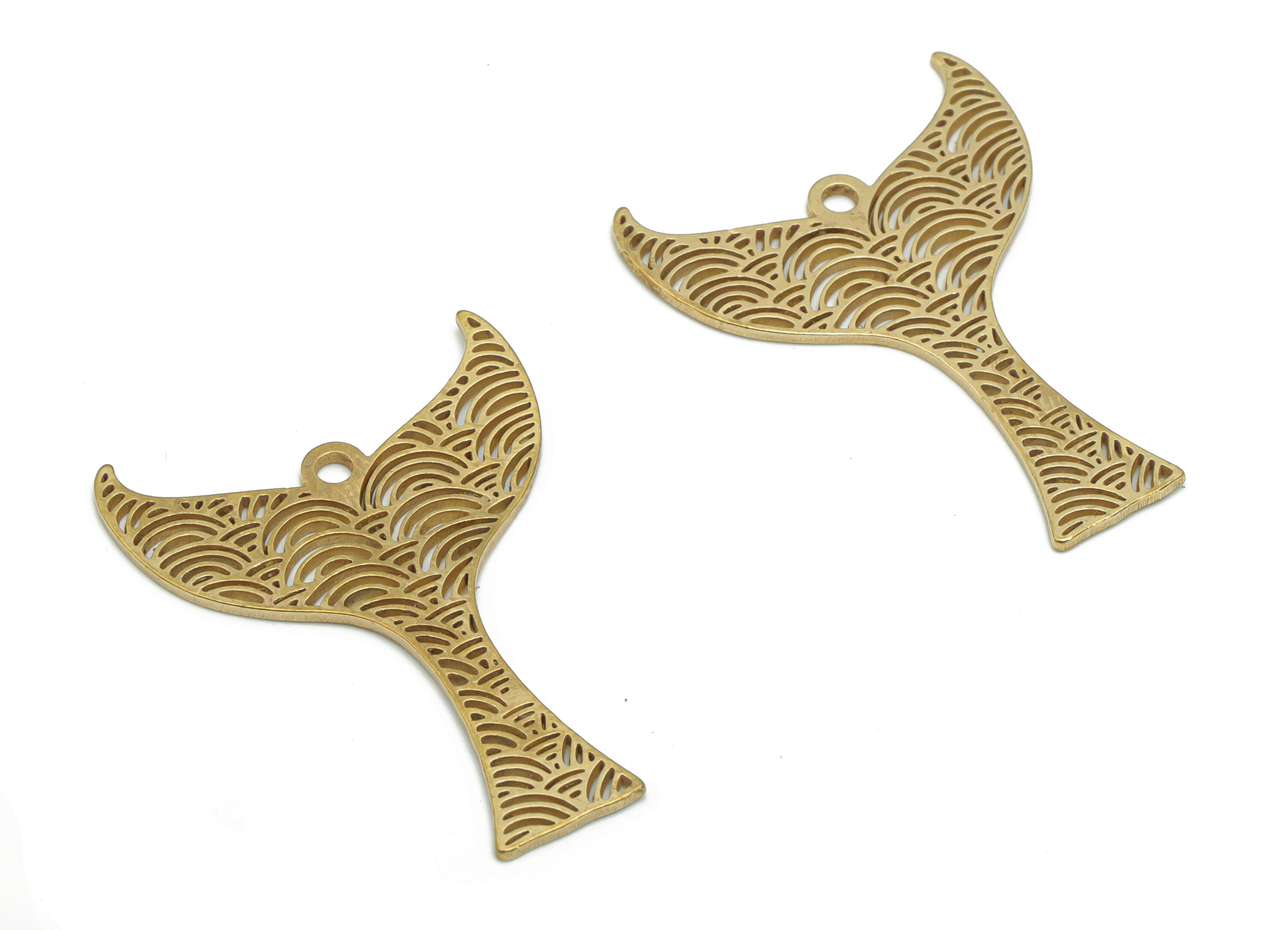 Brass TAil Rainbow Earring Charms - Raw Brass Semicircle TAil Pendant - DIY Jewelry Making Supplies - 39.34x25.88x0.84mm - PPA2053 - DOMEDBAZAAR