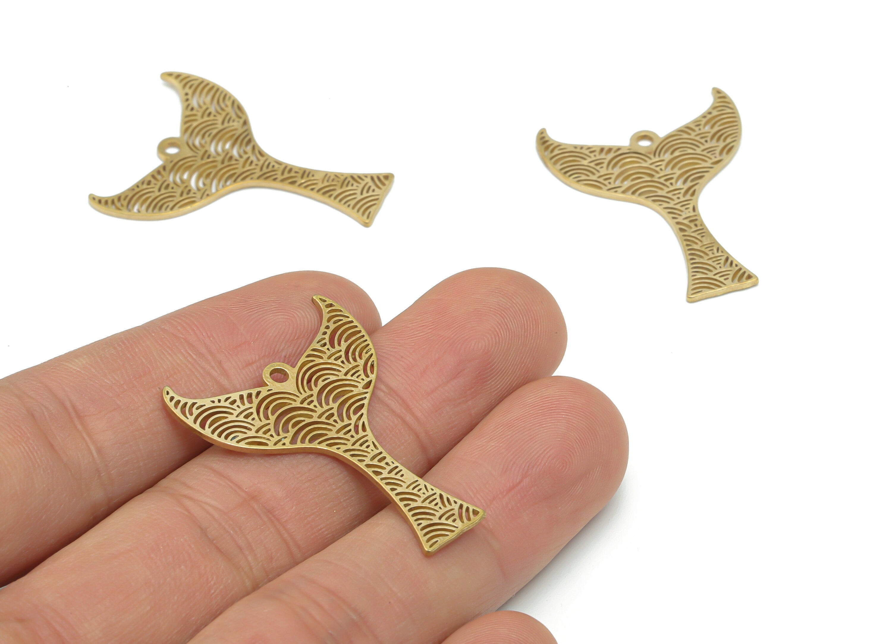 Brass TAil Rainbow Earring Charms - Raw Brass Semicircle TAil Pendant - DIY Jewelry Making Supplies - 39.34x25.88x0.84mm - PPA2053 - DOMEDBAZAAR