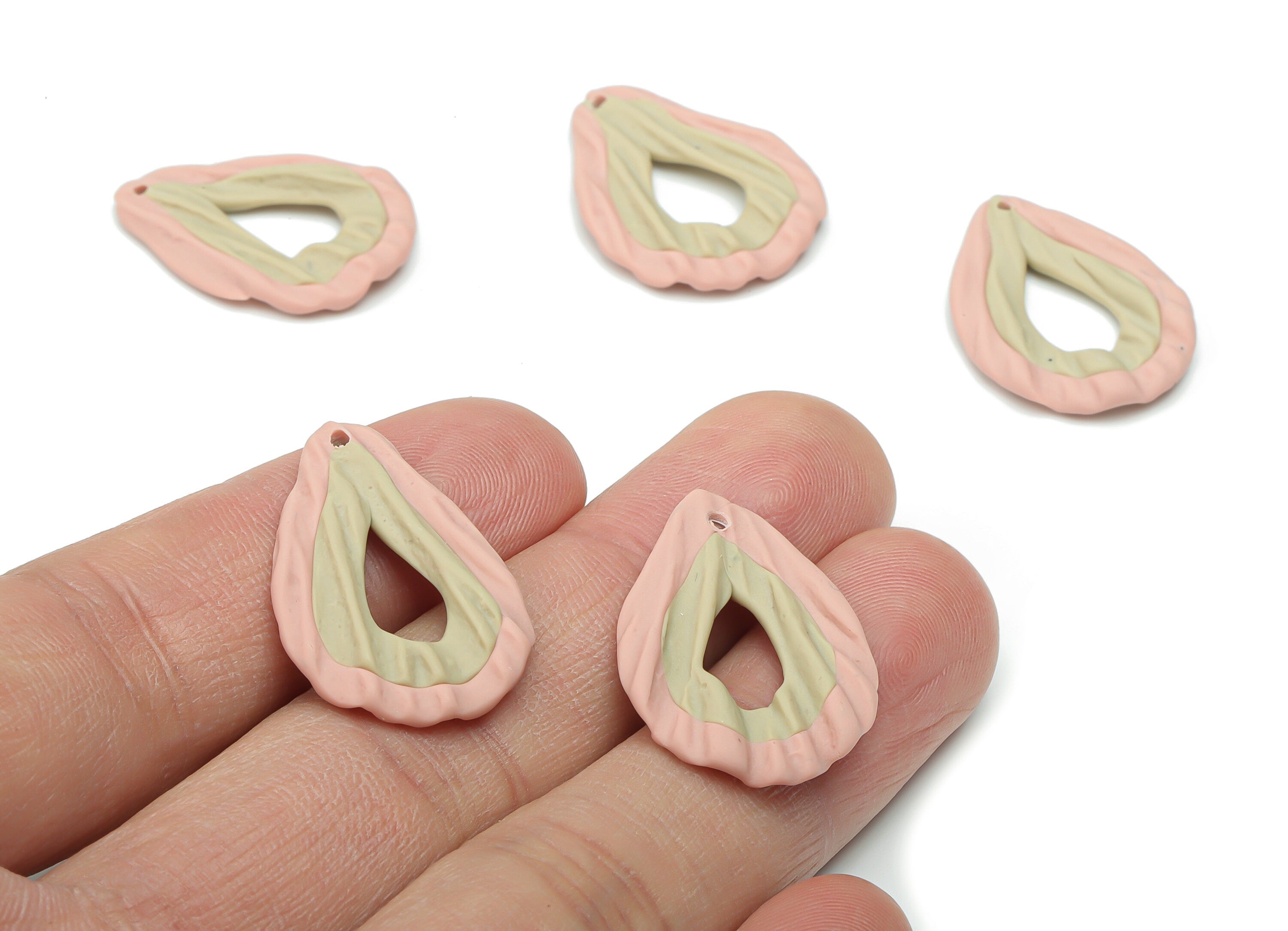 Polymer Clay Drop Earring Charms - Polymer Clay Drop Pandant - Jewelry Handmade Making - 26.03x18.57x2.93mm - PC2320 - DOMEDBAZAAR