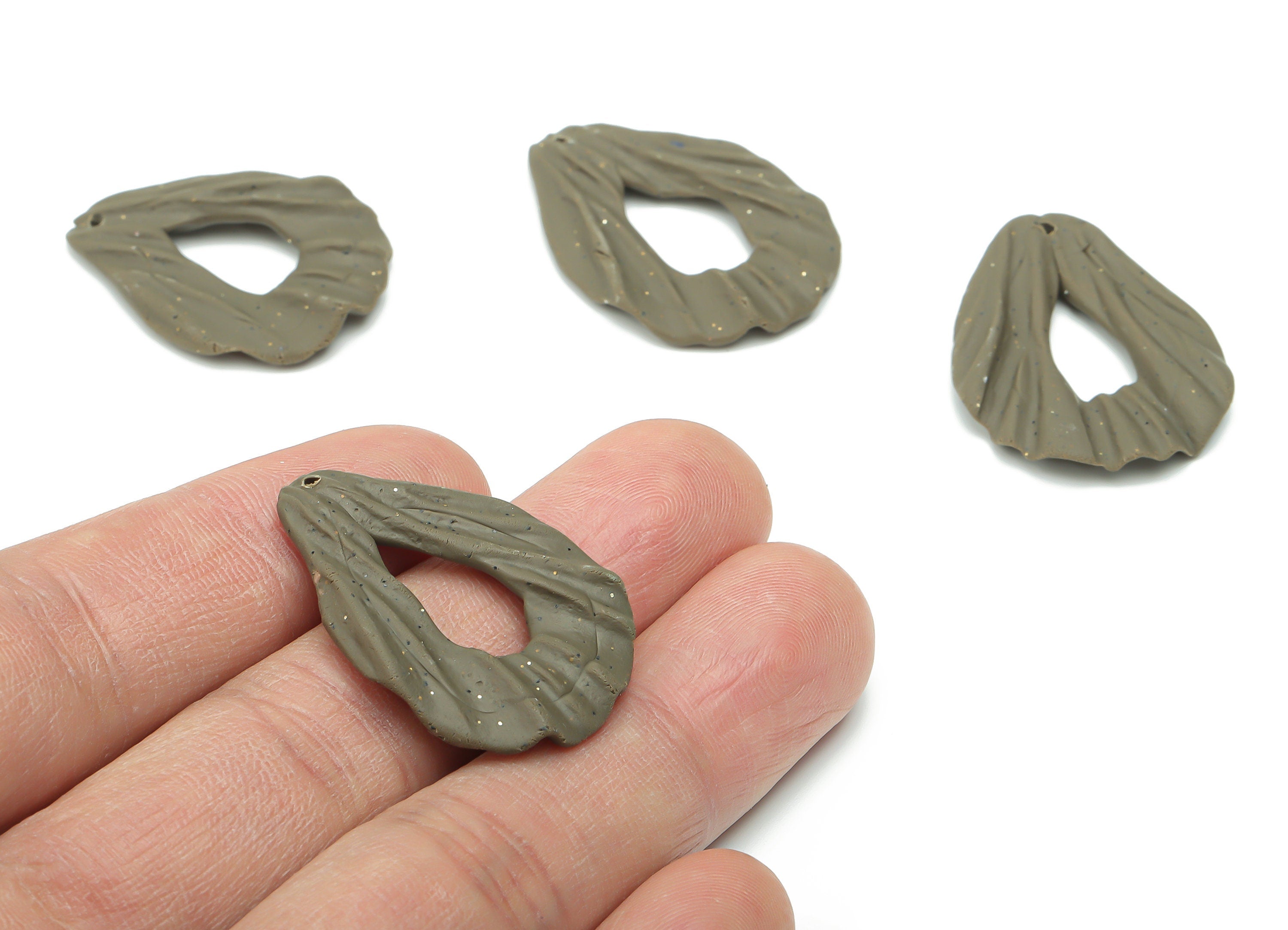 Polymer Clay Drop Earring Charms - Polymer Clay Drop Pandant - Jewelry Handmade Making - 30.94x23.68x3.92mm - PC2335 - DOMEDBAZAAR