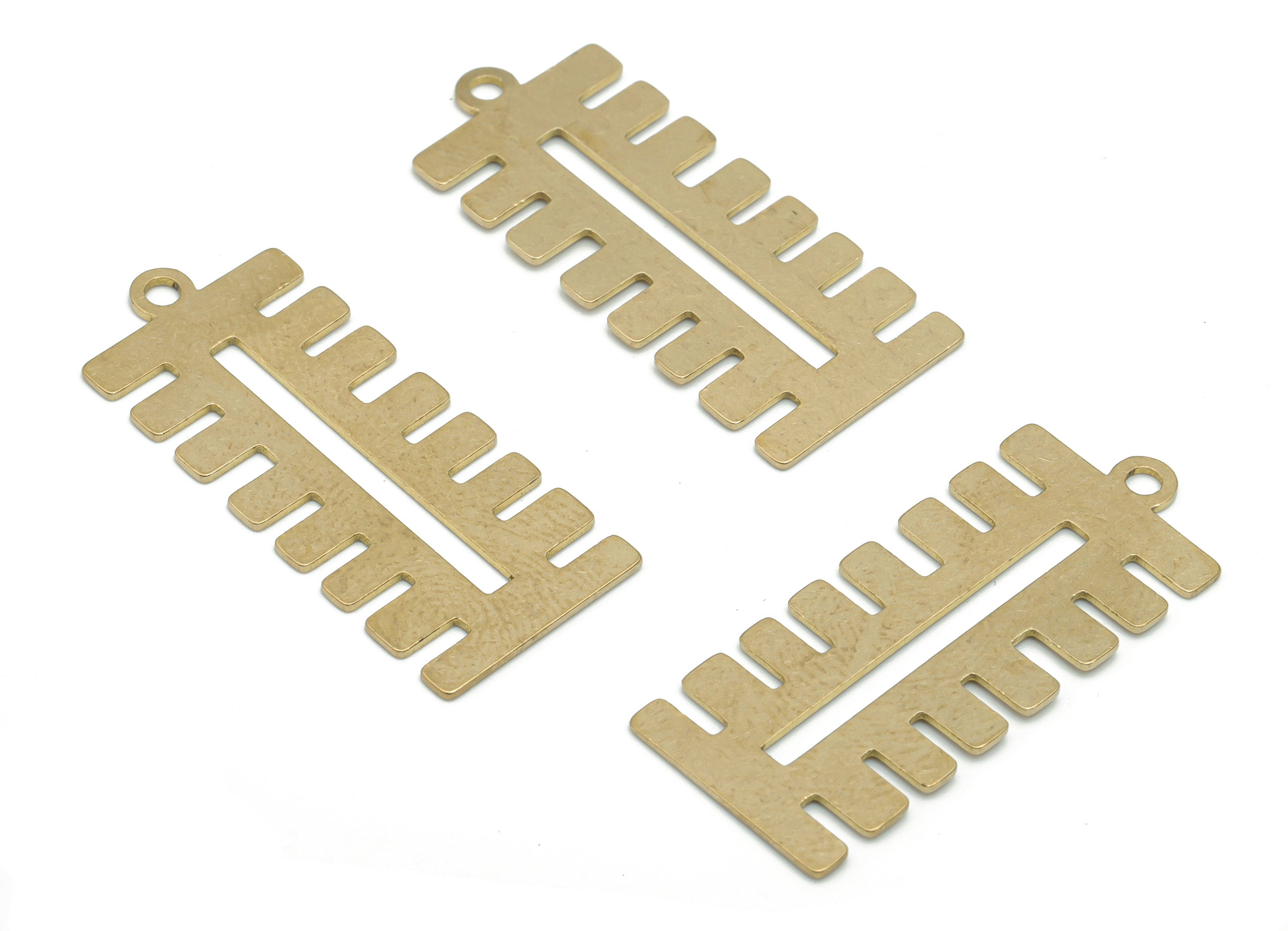 Brass Brush Rectangle Earring Charms - Raw Brass Rectangle Pendant - Jewelry Making Supplies - 35.8x15.3x0.68mm - PPA2522 - DOMEDBAZAAR