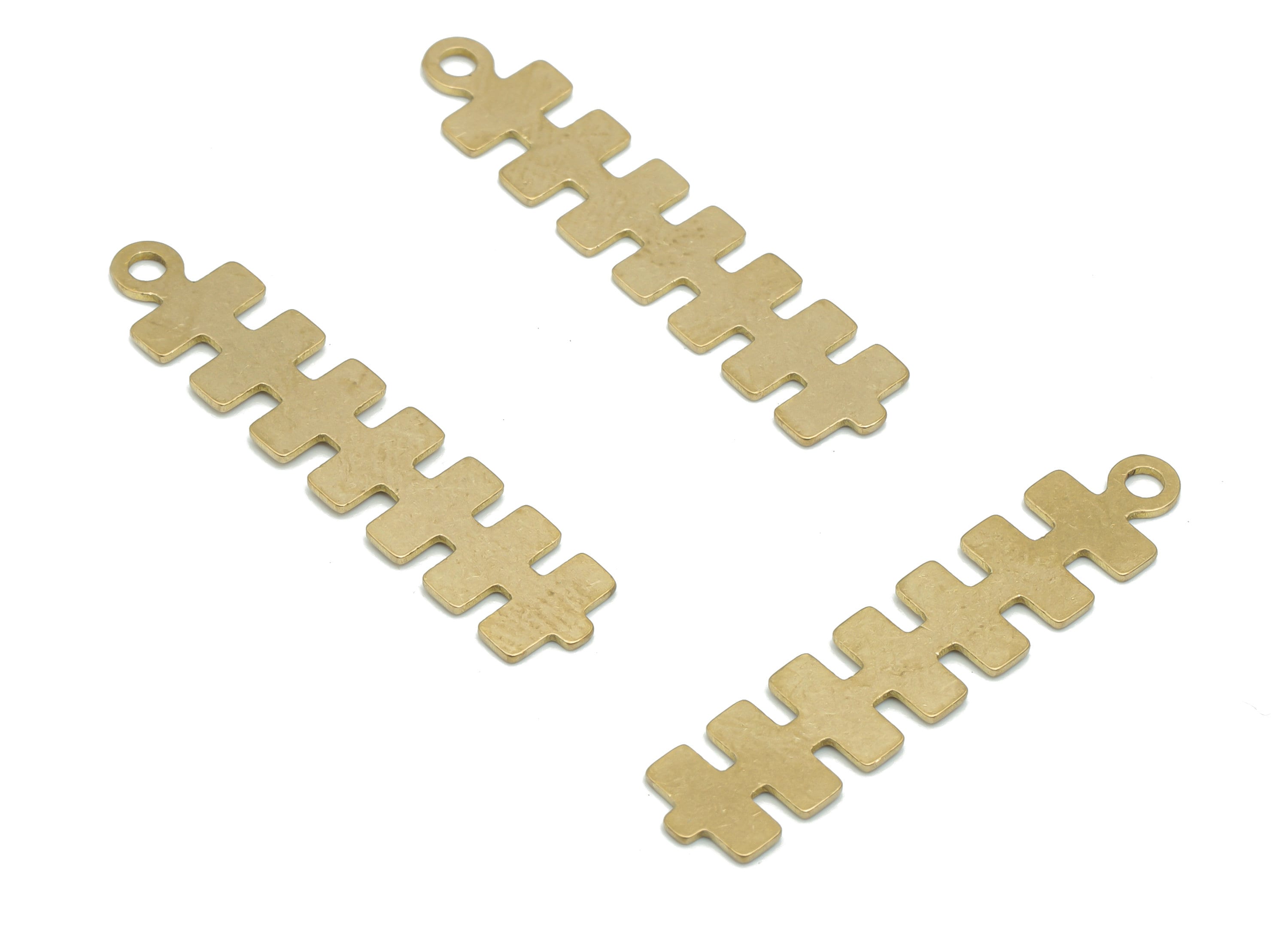 Brass H Rectangle Bar Earring Charms - Raw Brass Rectangle H Pendant - Jewelry Making Supplies - 34.94x7.47x0.61mm - PPA2539 - DOMEDBAZAAR