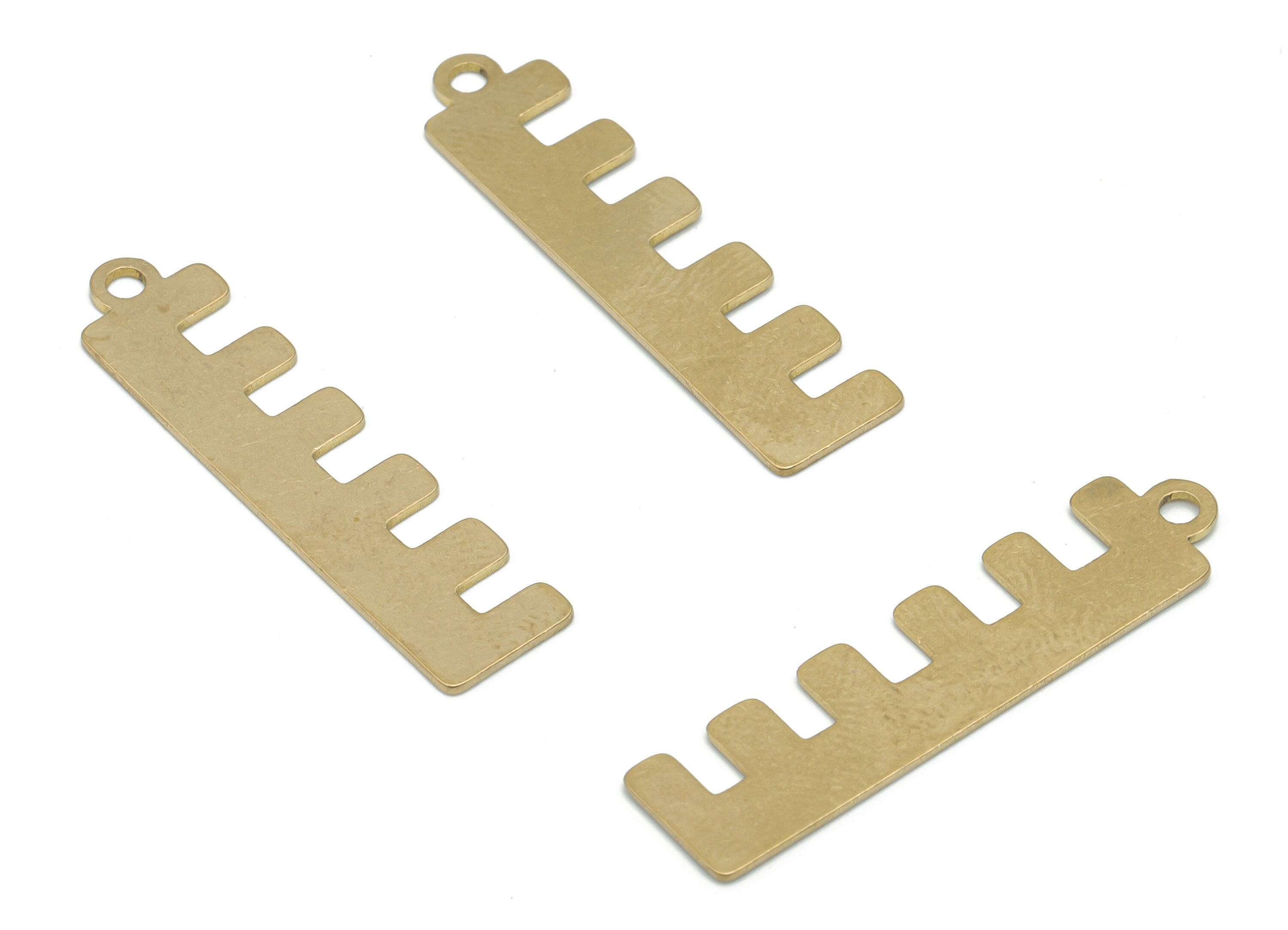 Brass Brush E Rectangle Earring Charms - Raw Brass Rectangle E Pendant - Jewelry Making Supplies - 34.97x8.52x0.63mm - PPA2527 - DOMEDBAZAAR