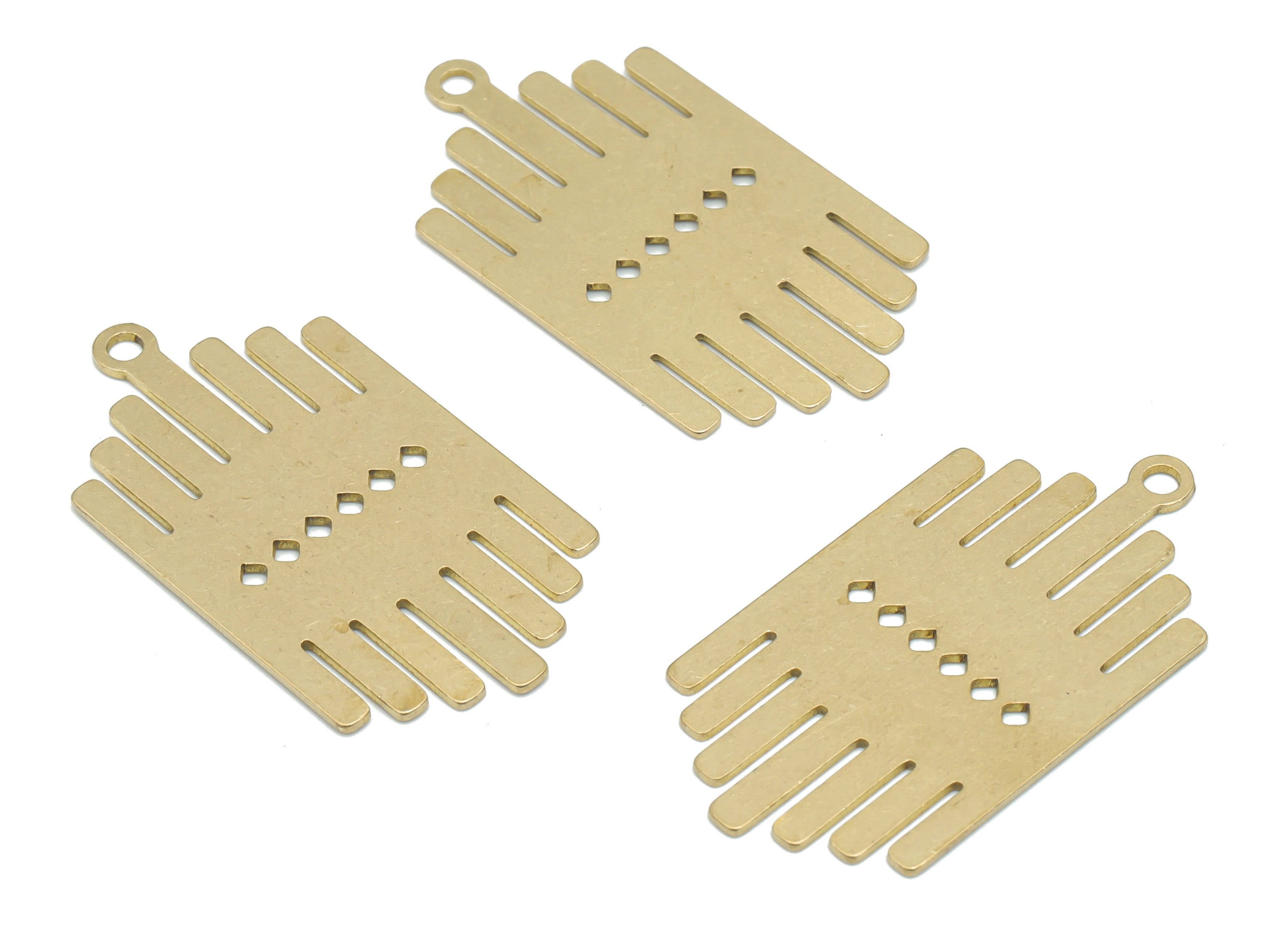 Brass Diamond Scribble Earring Charms - Raw Brass Rhombic Scribble Pendant - DIY Jewelry Making Supplies - 35.91x19.48x0.67mm - PPA2513 - DOMEDBAZAAR