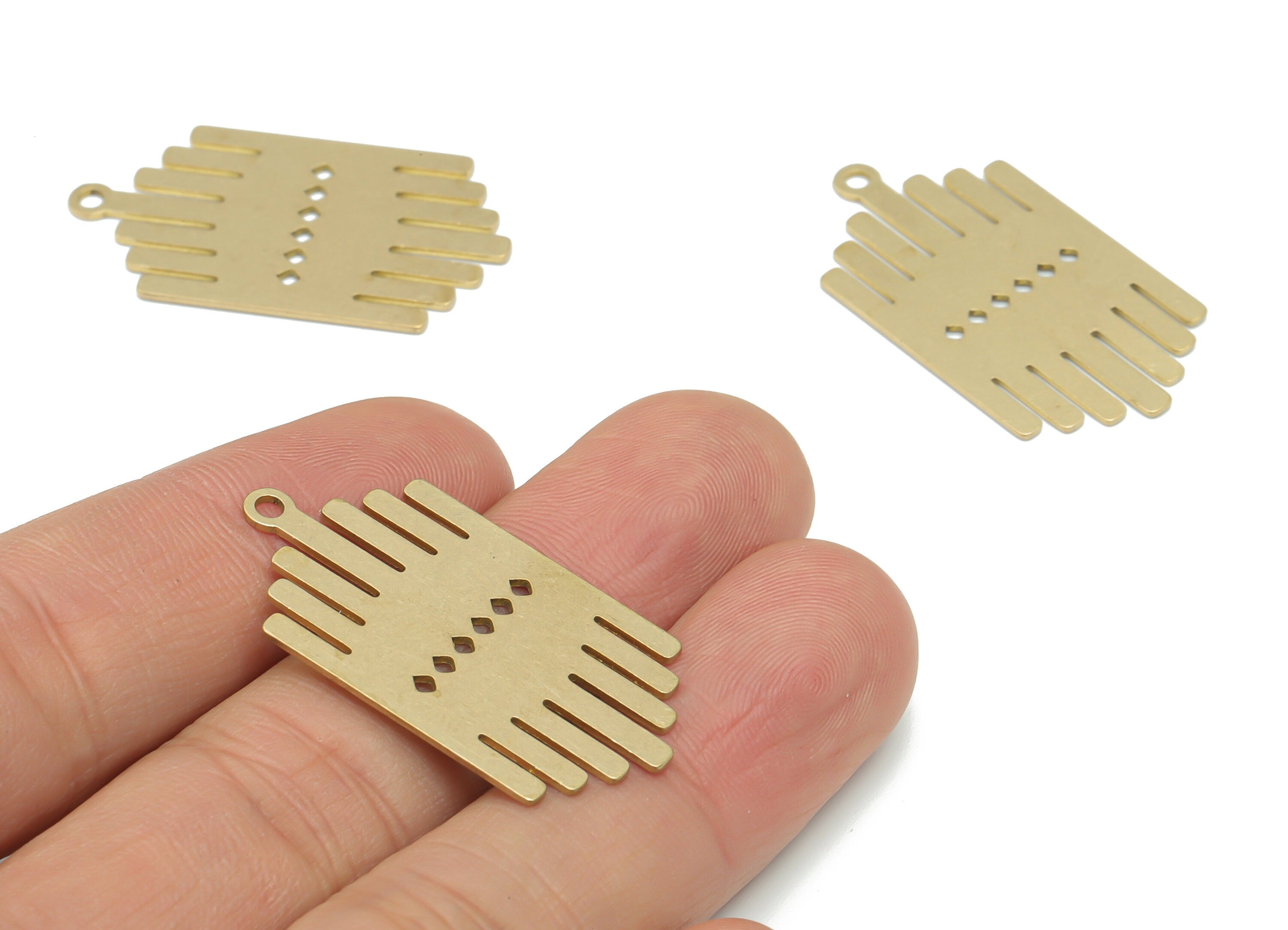 Brass Diamond Scribble Earring Charms - Raw Brass Rhombic Scribble Pendant - DIY Jewelry Making Supplies - 35.91x19.48x0.67mm - PPA2513 - DOMEDBAZAAR