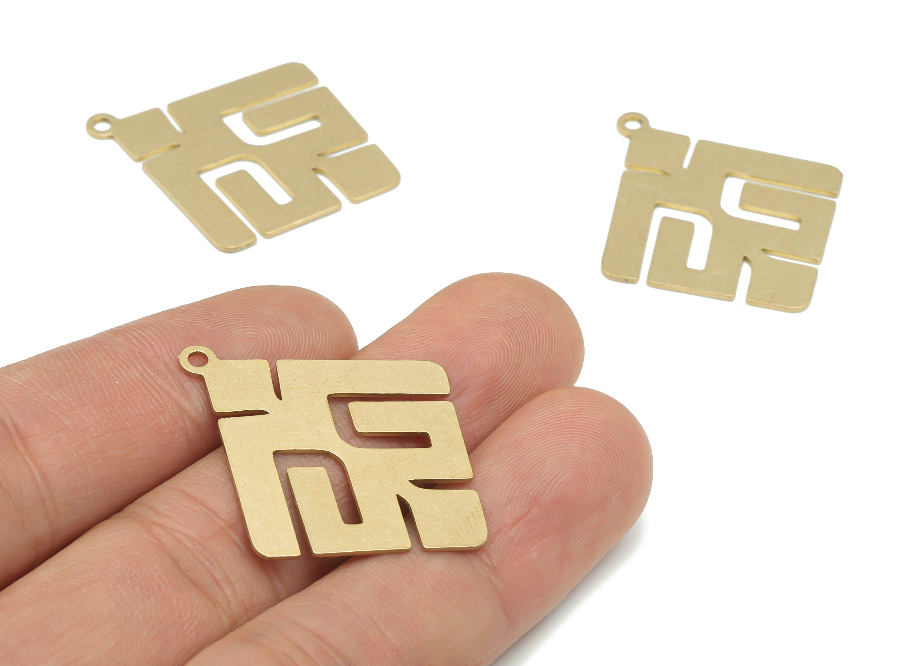 Brass Diamond Earring Charms - Raw Brass Rhombic Pendant - Jewelry Making Supplies - 35.81x30.61x0.65mm - PPA2501 - DOMEDBAZAAR