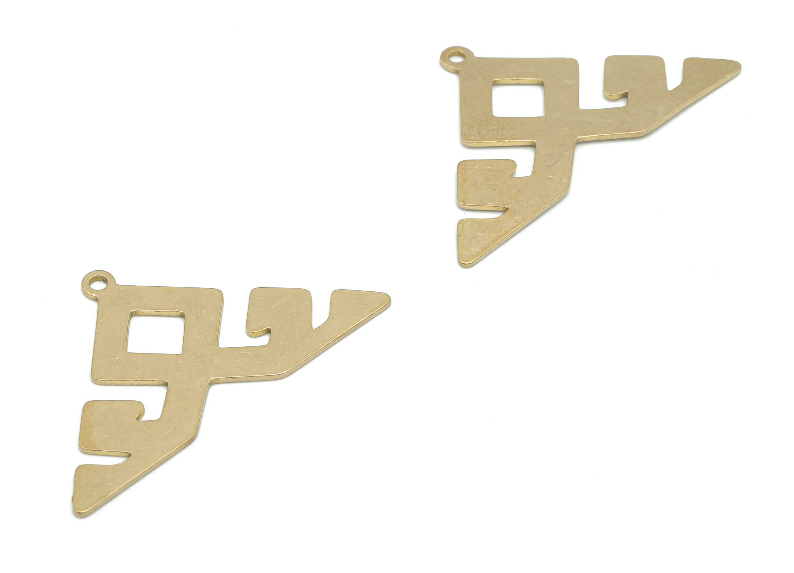 Brass Triangle Diamond Earring Charms - Raw Brass Triangle Rhombic Pendant - Jewelry Making Supplies - 35.76x20.47x0.63mm - PPA2465 - DOMEDBAZAAR