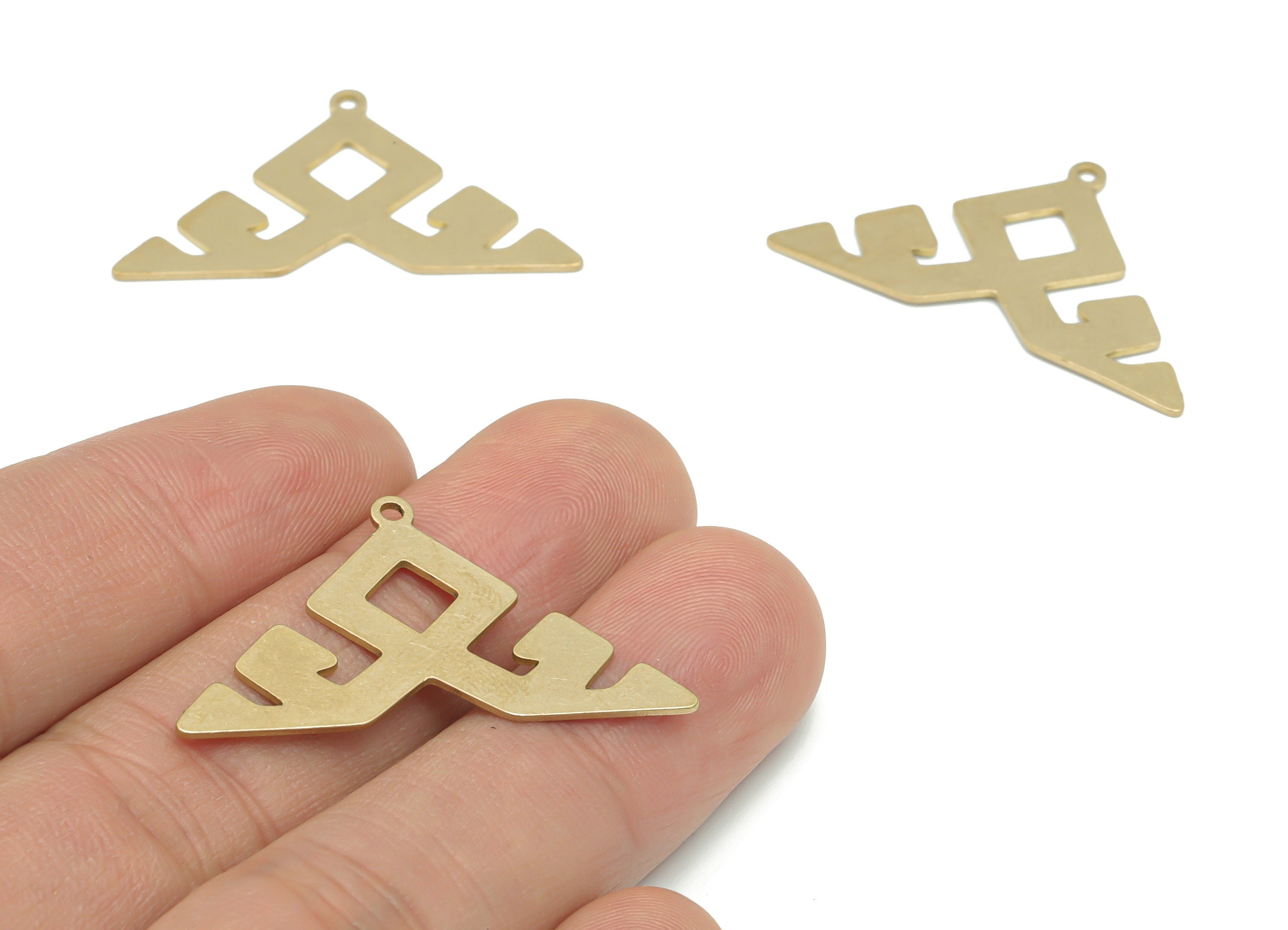 Brass Triangle Diamond Earring Charms - Raw Brass Triangle Rhombic Pendant - Jewelry Making Supplies - 35.76x20.47x0.63mm - PPA2465 - DOMEDBAZAAR